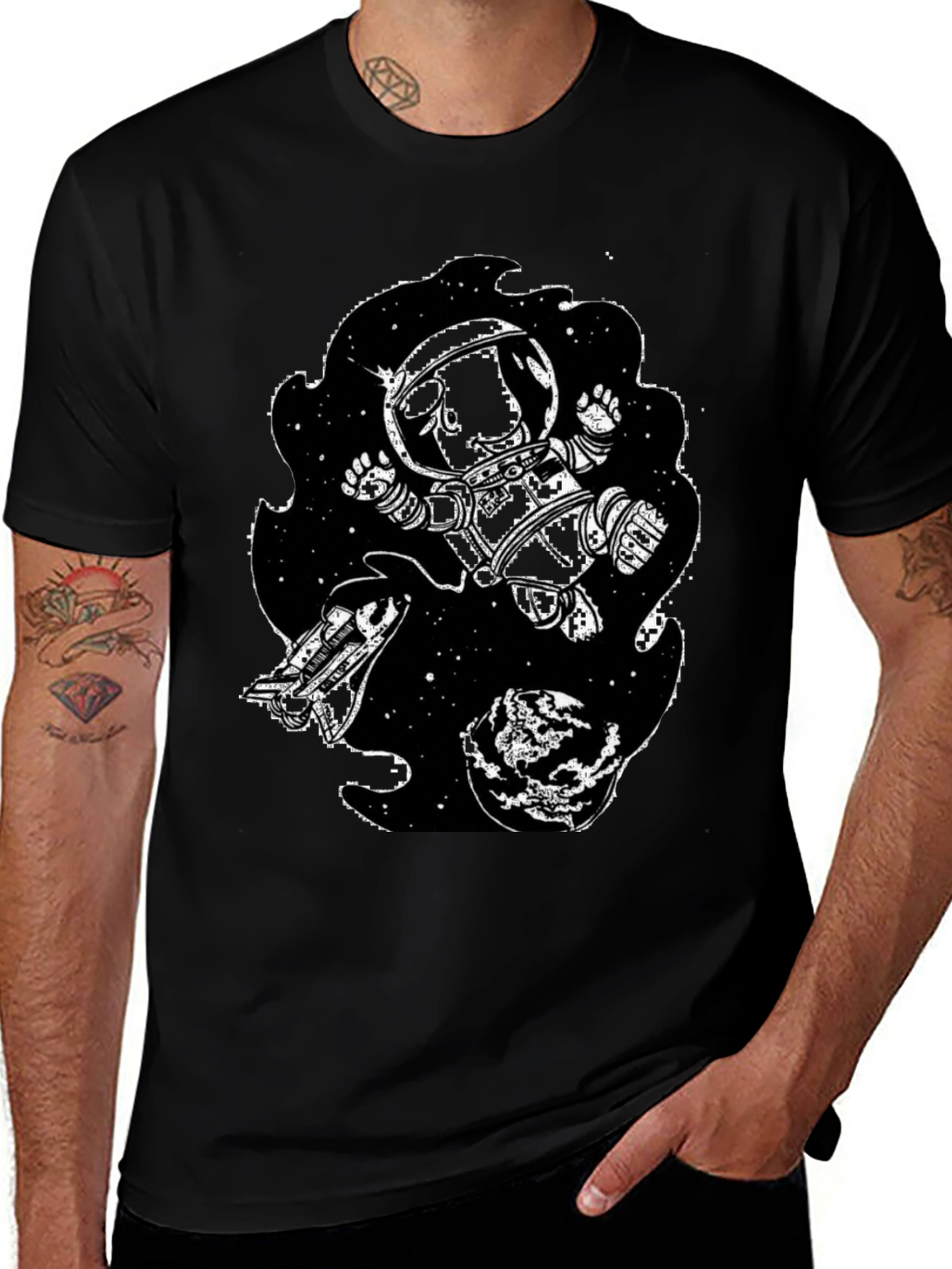 Astronaut in Space Graphic Tee - Black