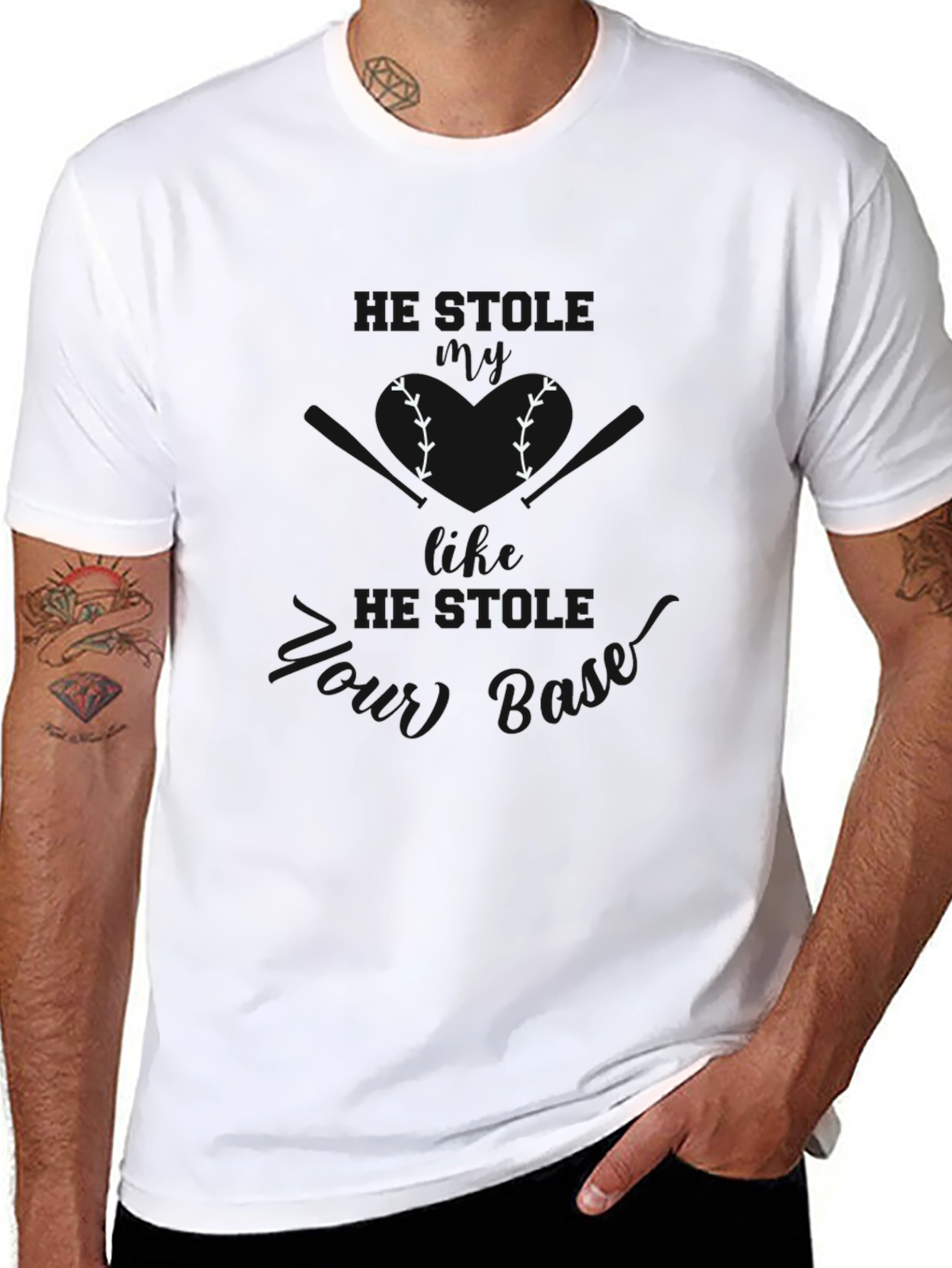He Stole My Heart Baseball Graphic T-Shirt