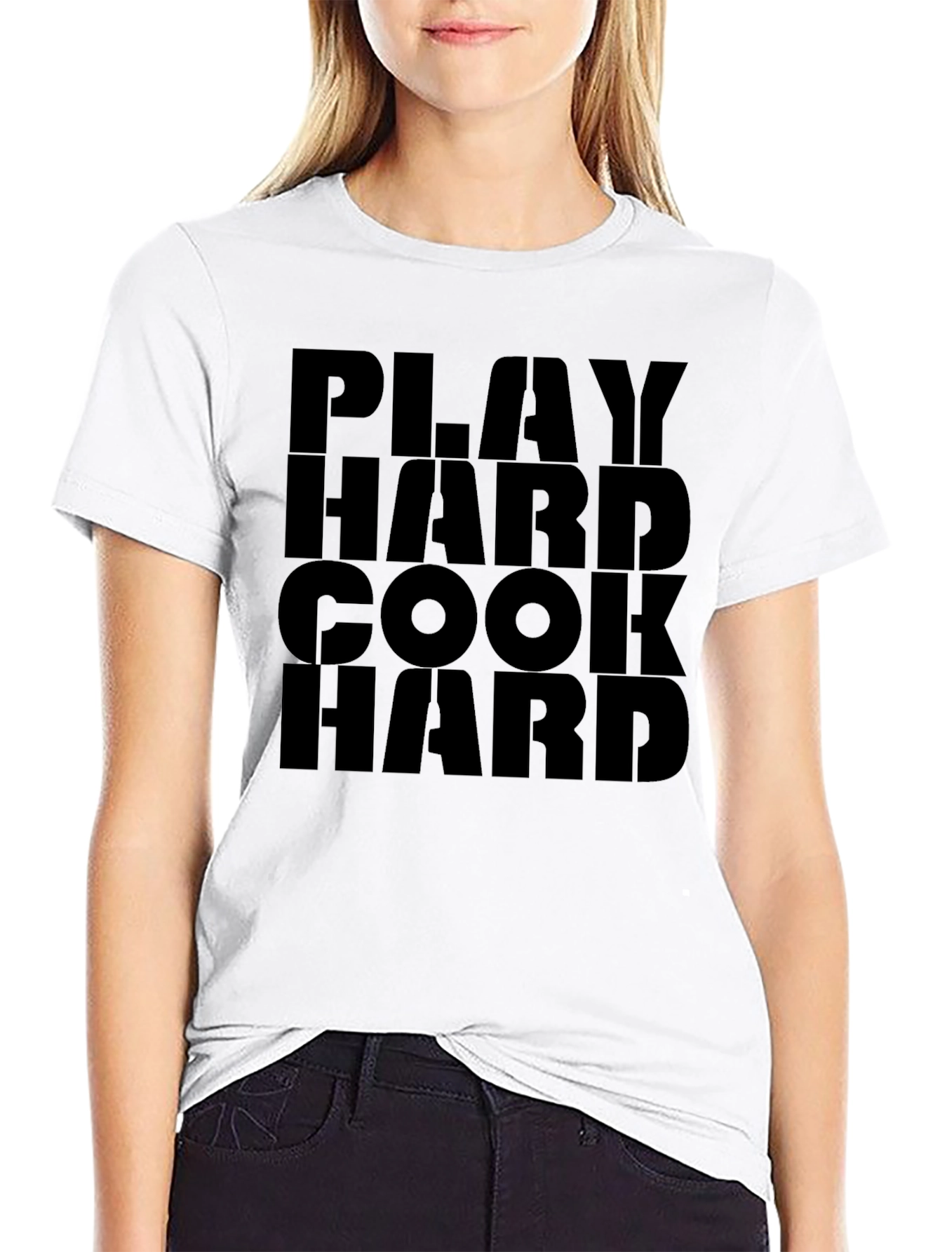 Play Hard Cook Hard Black Graphic Tee