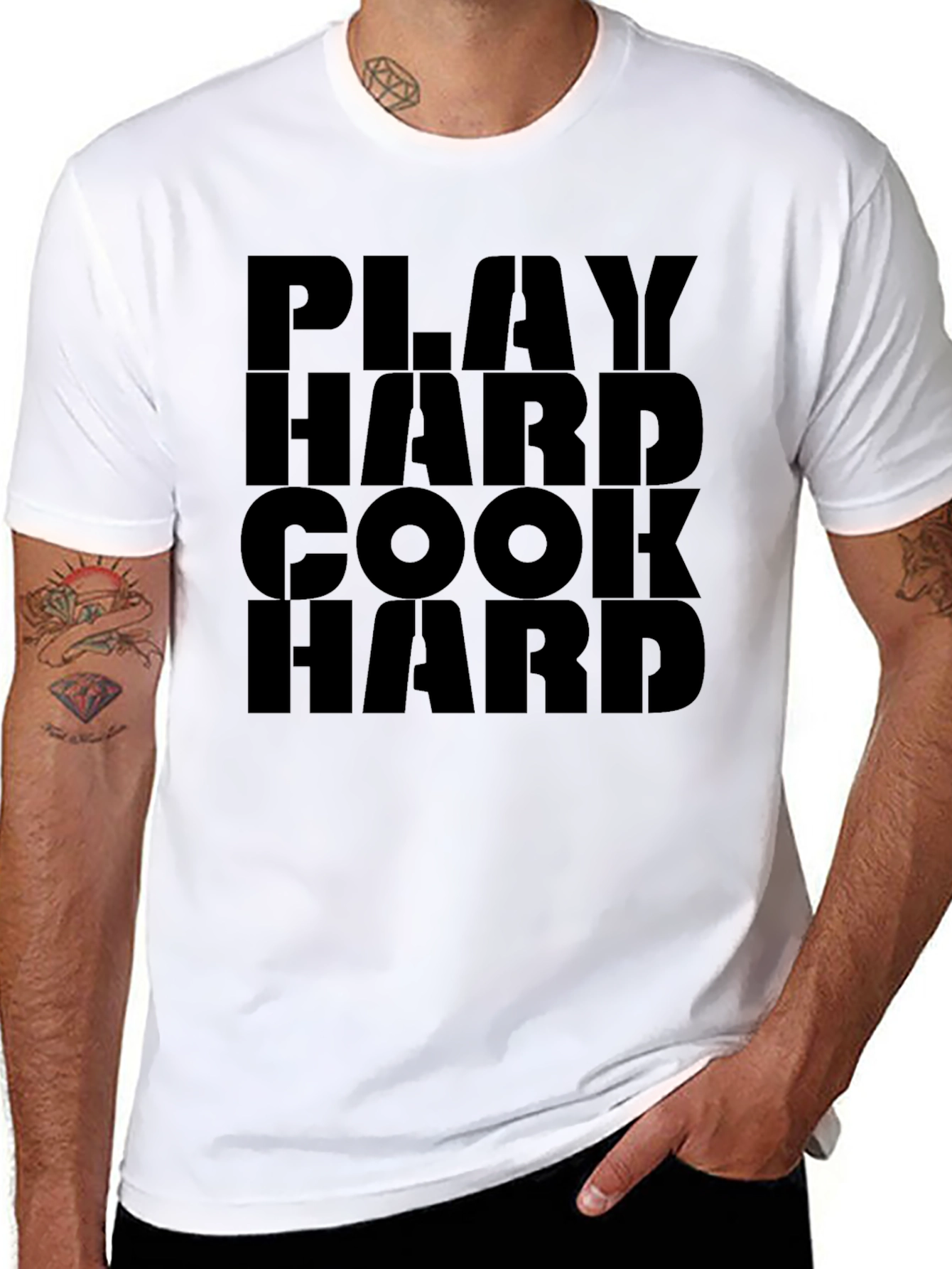 Play Hard Cook Hard Black Graphic Tee