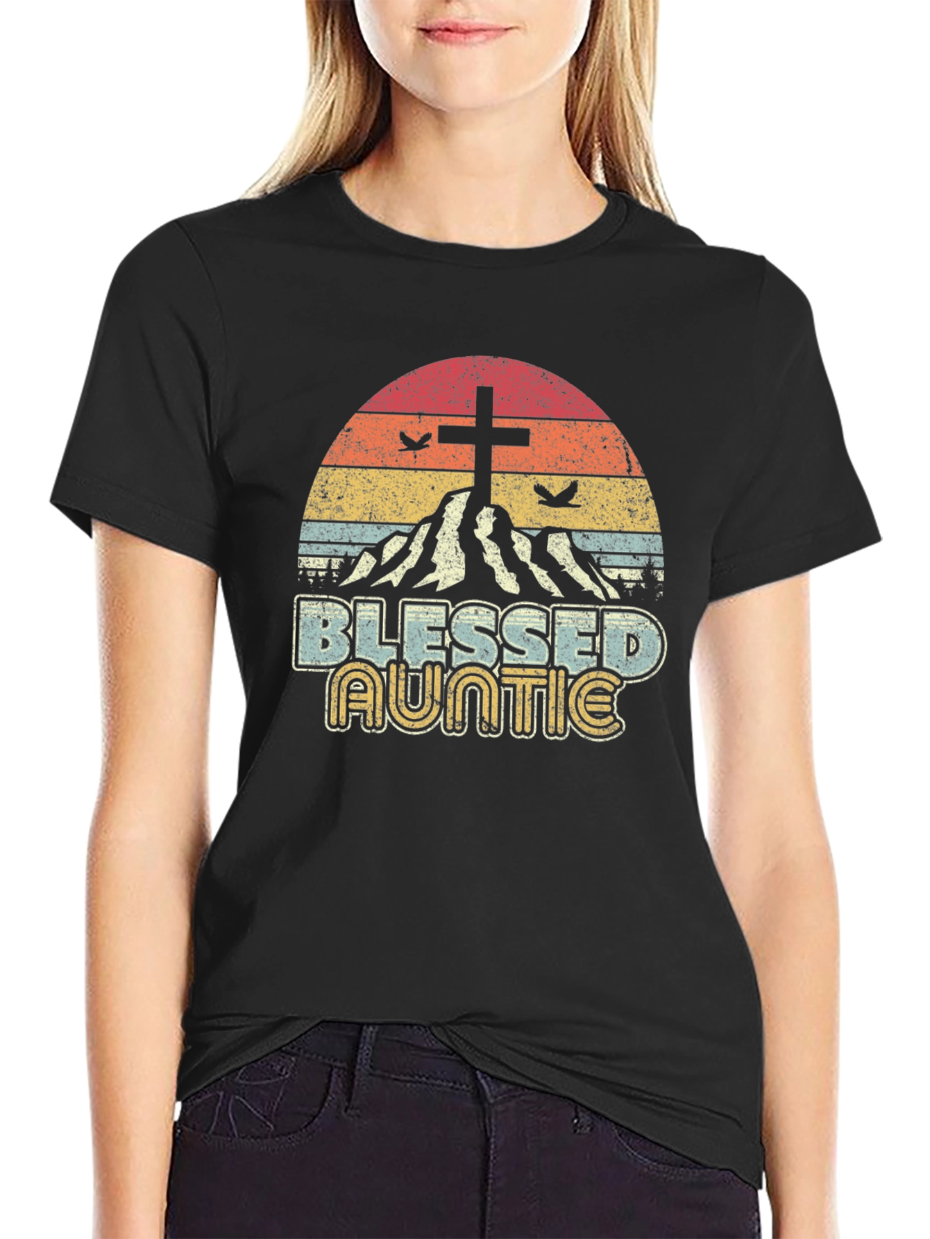 Blessed Auntie Graphic Tee - Christian Mountain Design
