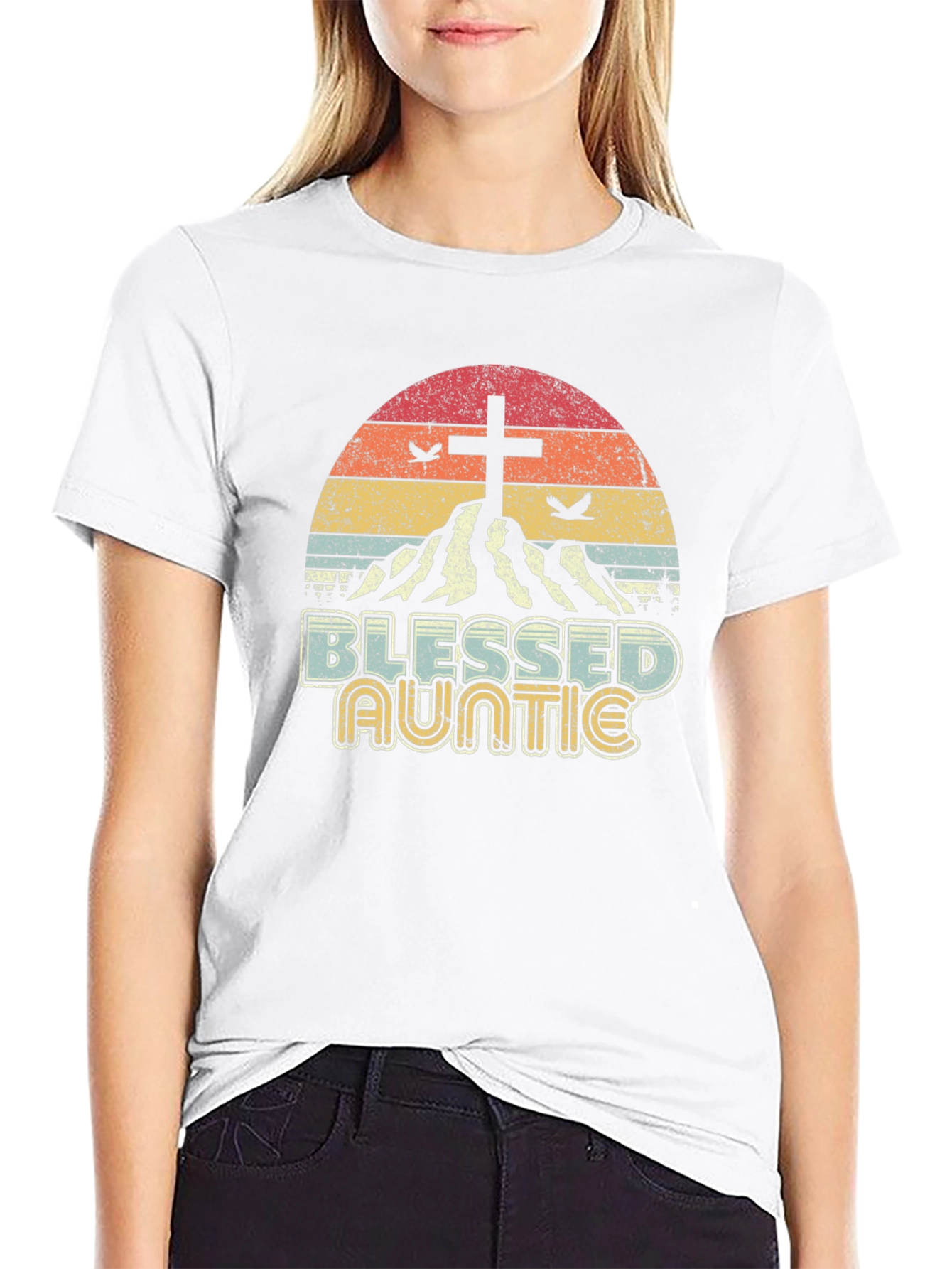 Blessed Auntie Graphic Tee - Christian Mountain Design