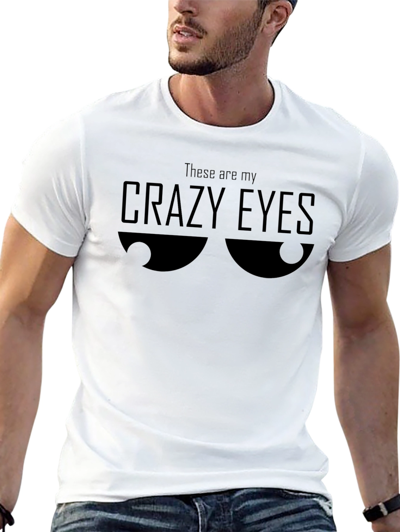 Crazy Eyes Graphic T-Shirt - Black Crew Neck Tee