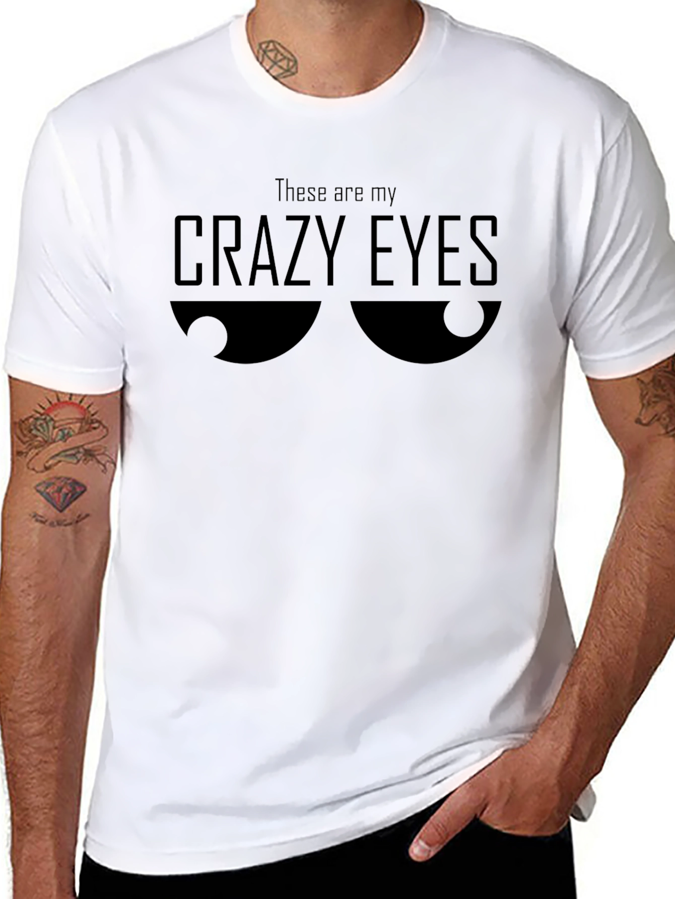 Crazy Eyes Graphic T-Shirt - Black Crew Neck Tee