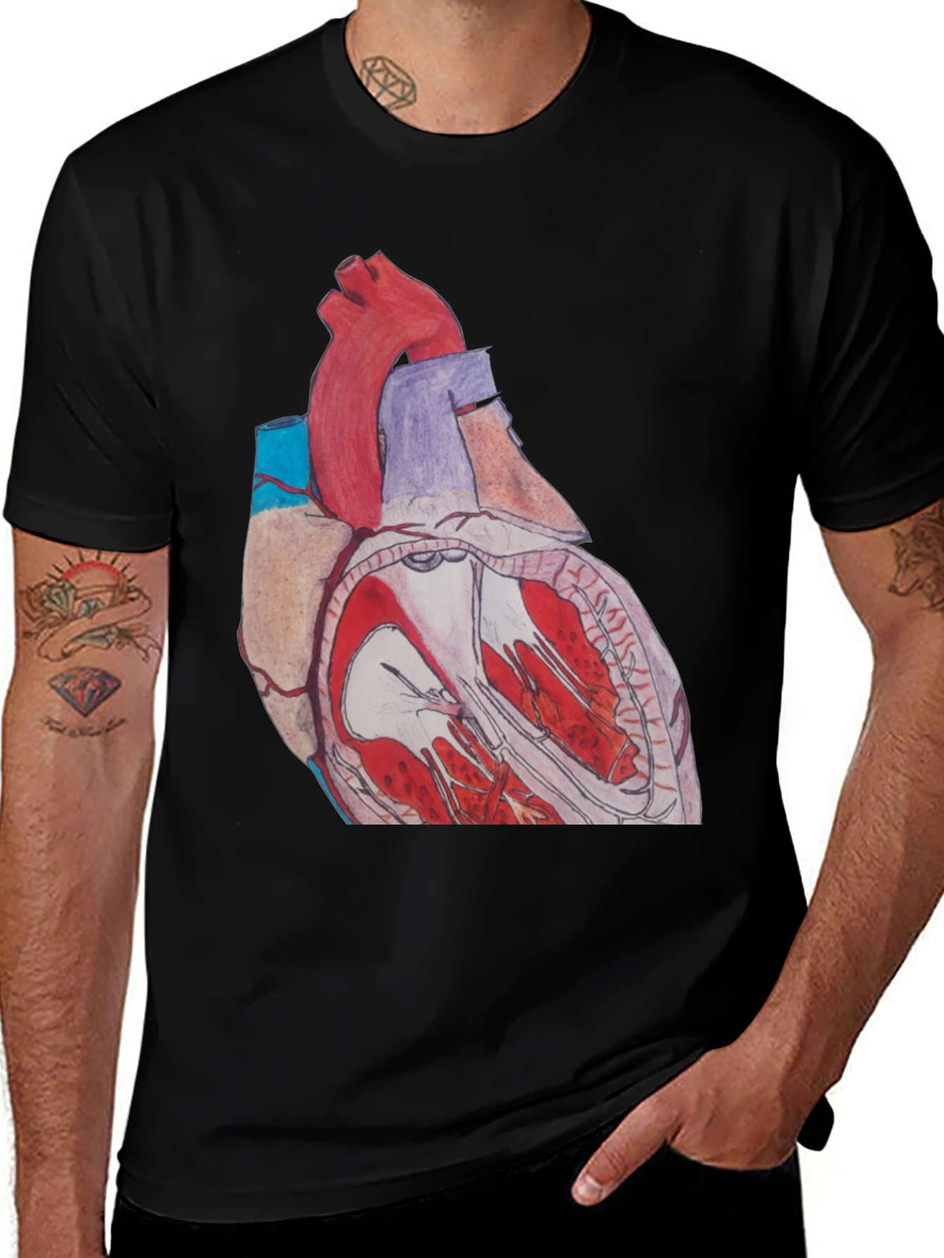 Anatomical Heart Graphic Tee - Black