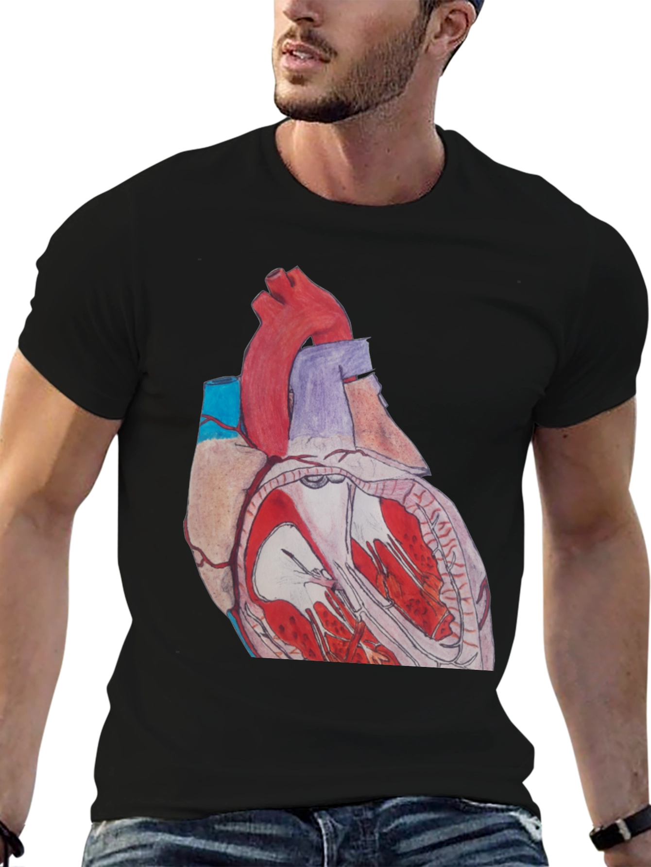 Anatomical Heart Graphic Tee - Black