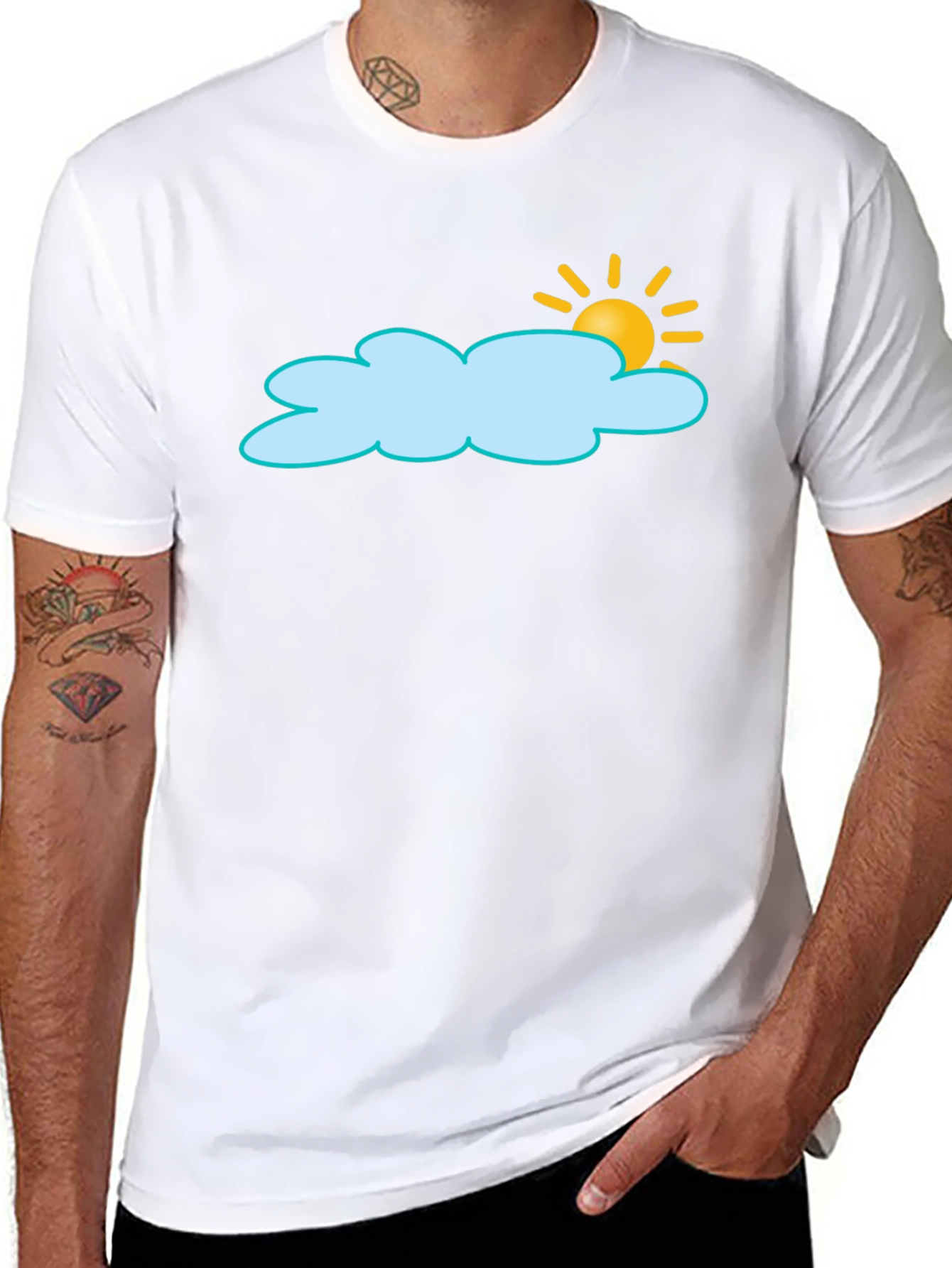 Cloud and Sun Graphic Black T-Shirt