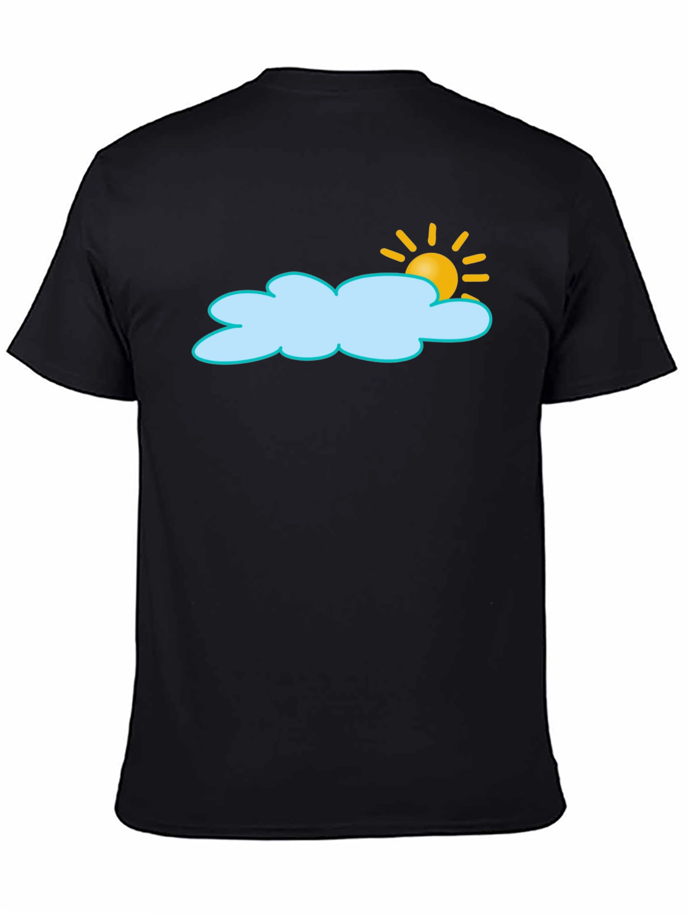 Cloud and Sun Graphic Black T-Shirt