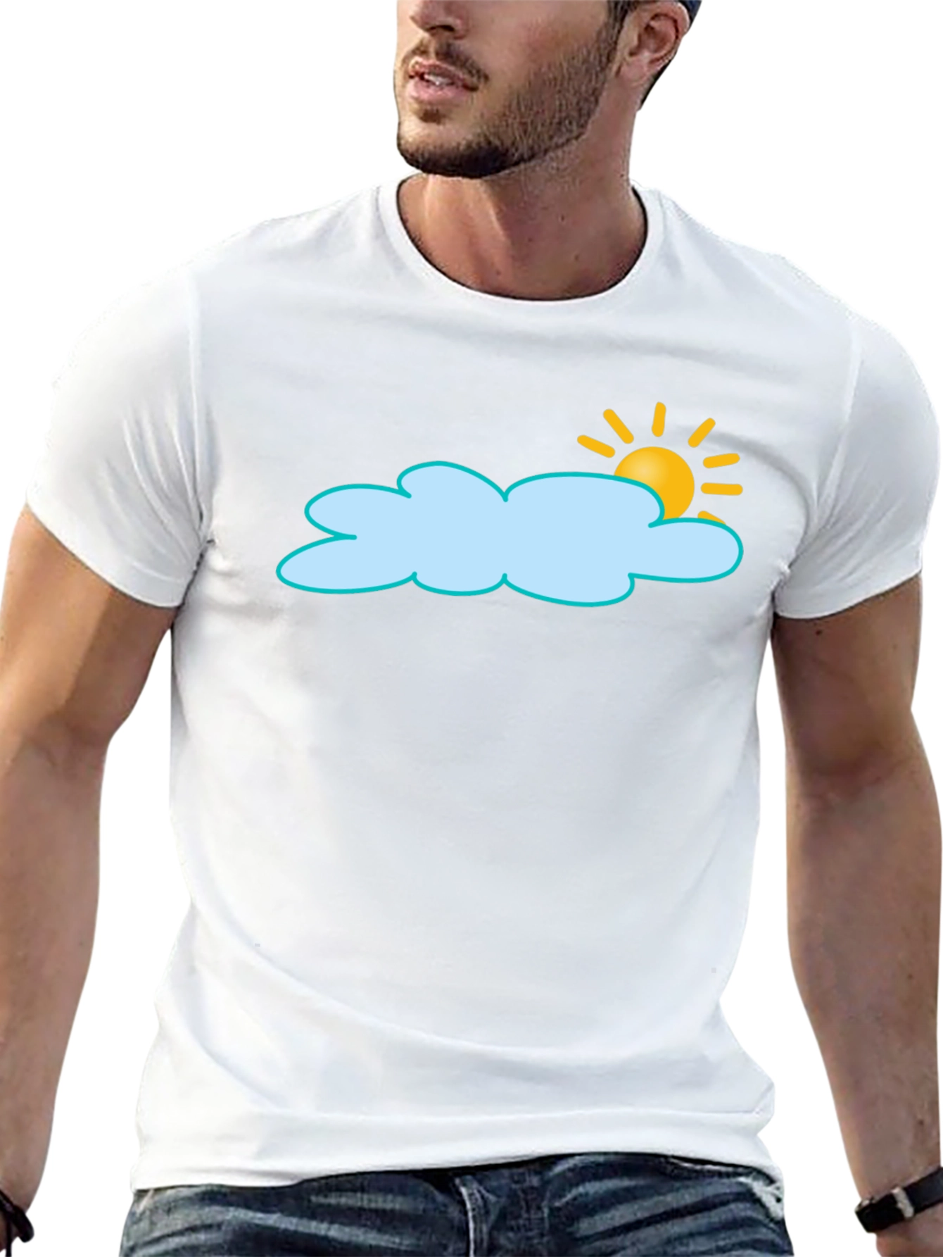 Cloud and Sun Graphic Black T-Shirt