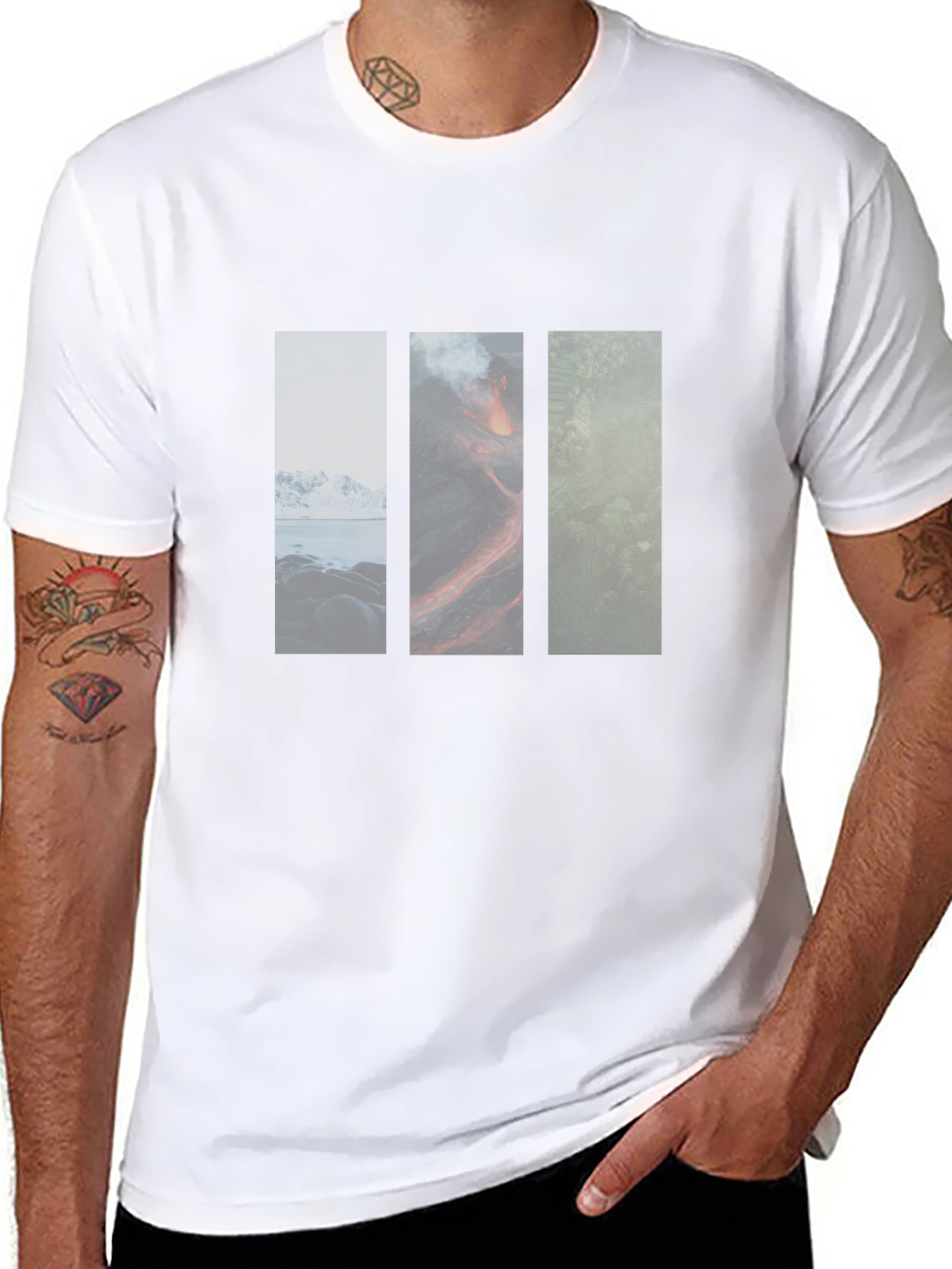 Nature Panels Mens Black T-Shirt