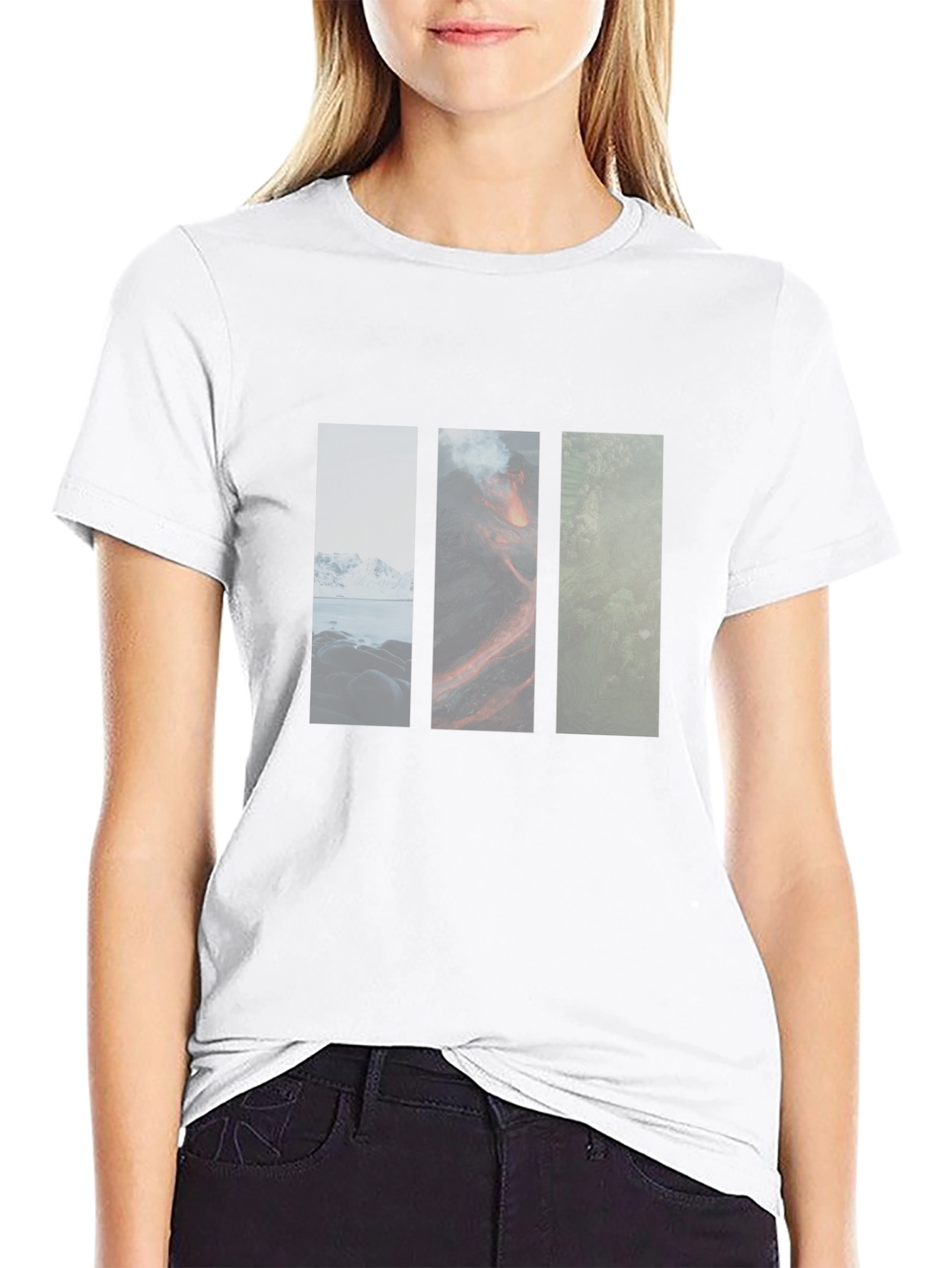 Nature Panels Mens Black T-Shirt