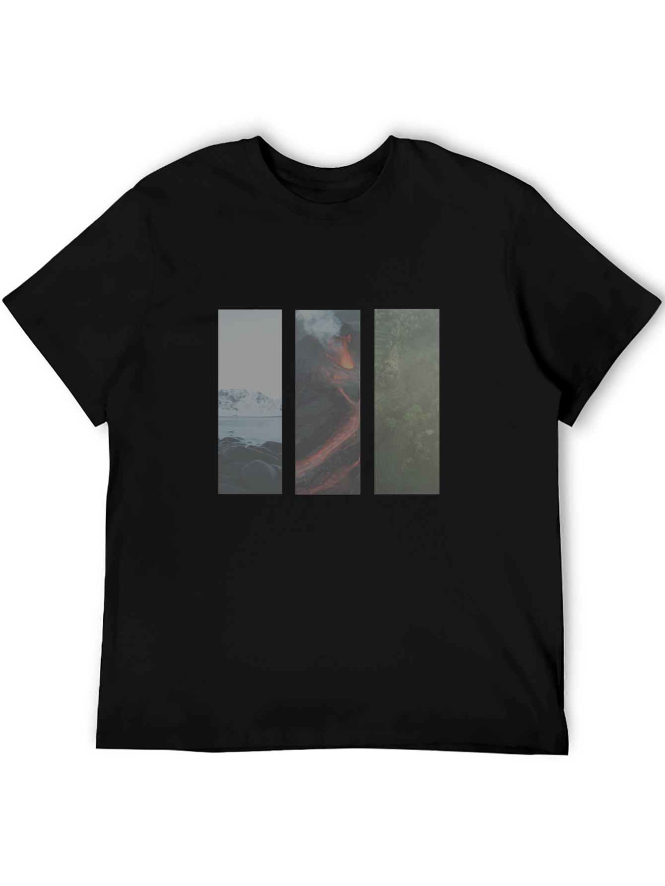 Nature Panels Mens Black T-Shirt