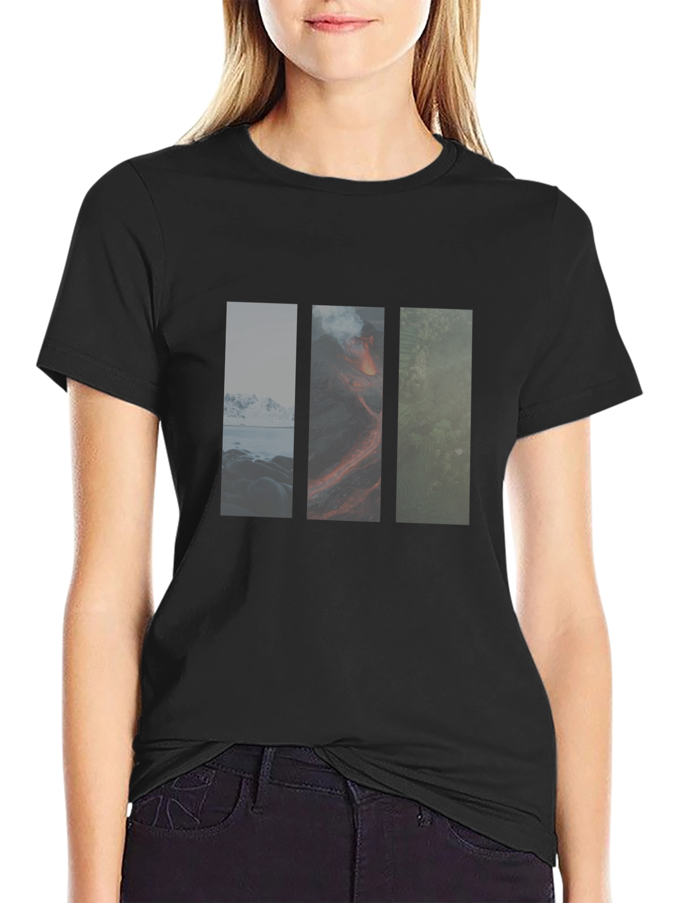 Nature Panels Mens Black T-Shirt