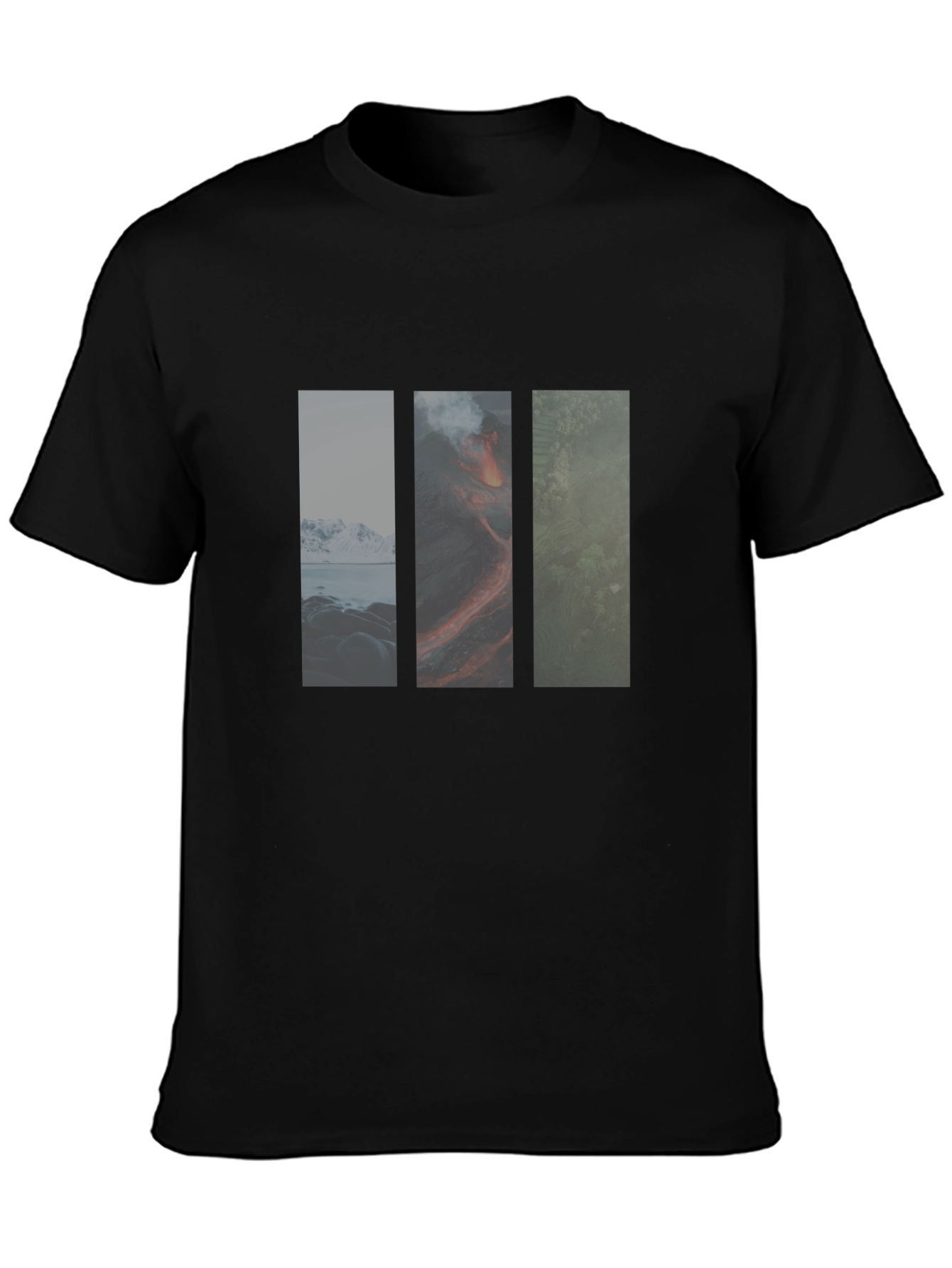 Nature Panels Mens Black T-Shirt