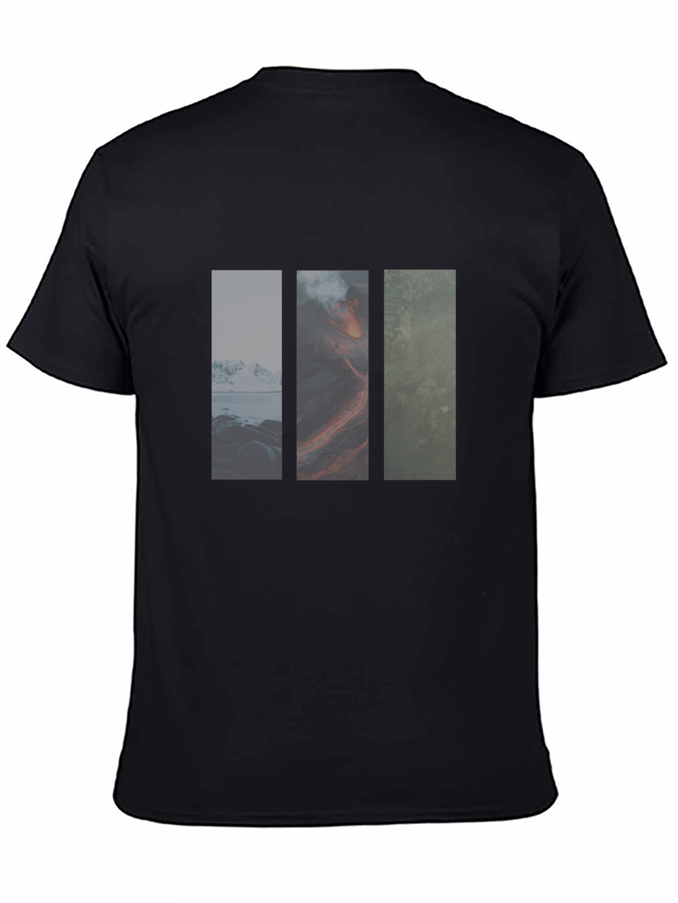 Nature Panels Mens Black T-Shirt