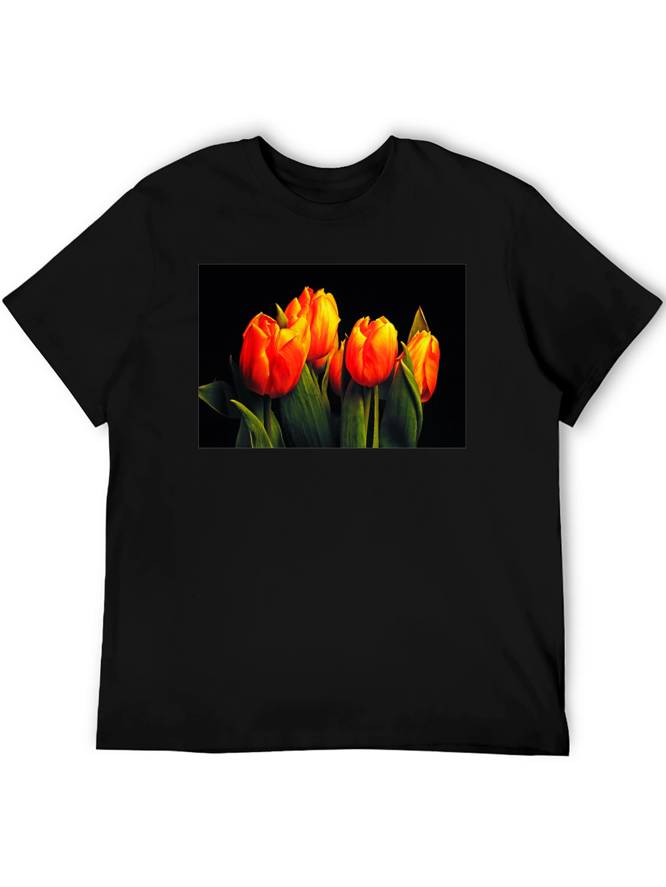 Tulip Print Black T-Shirt