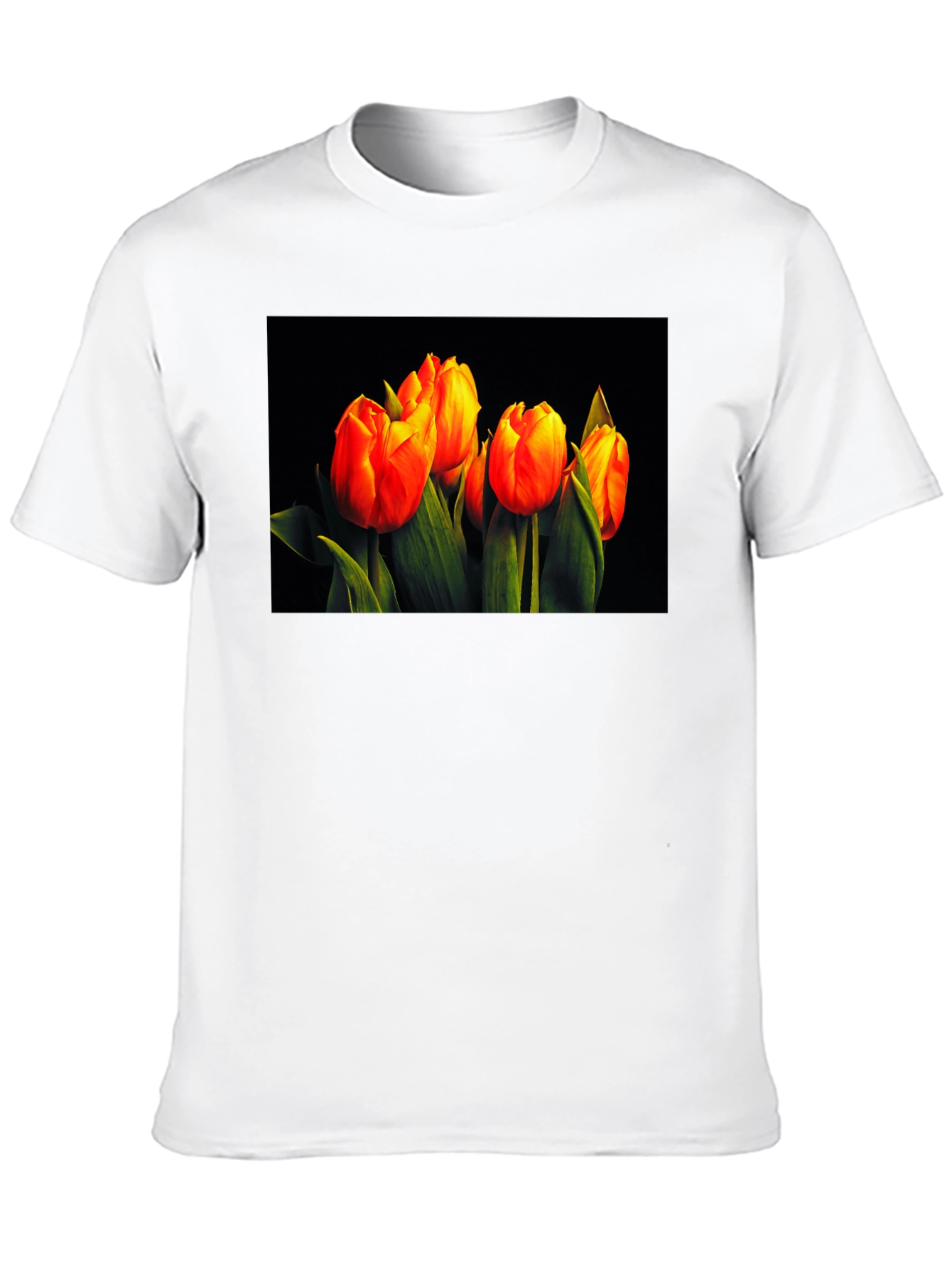 Tulip Print Black T-Shirt