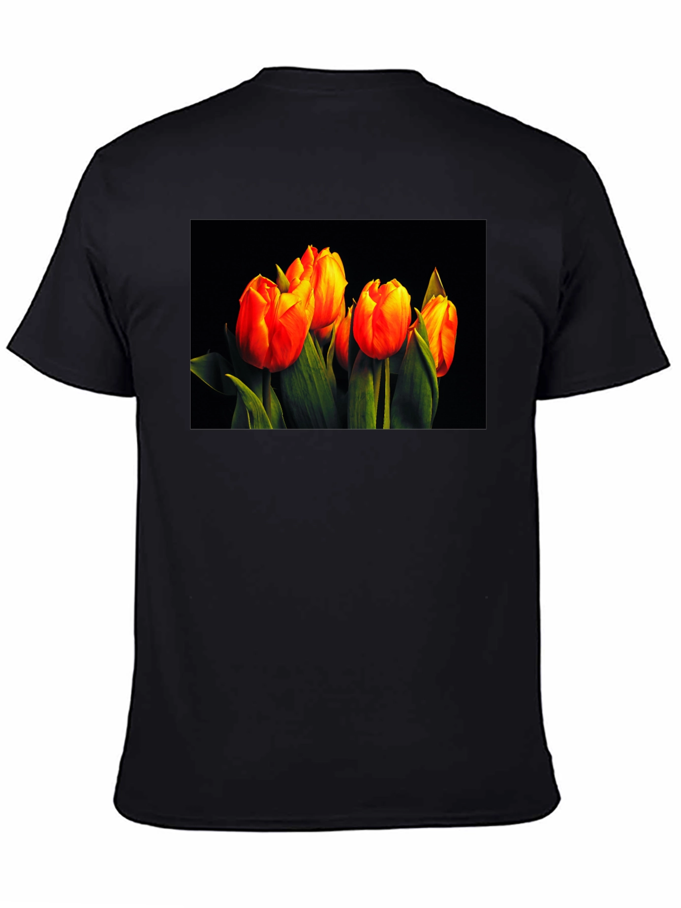Tulip Print Black T-Shirt