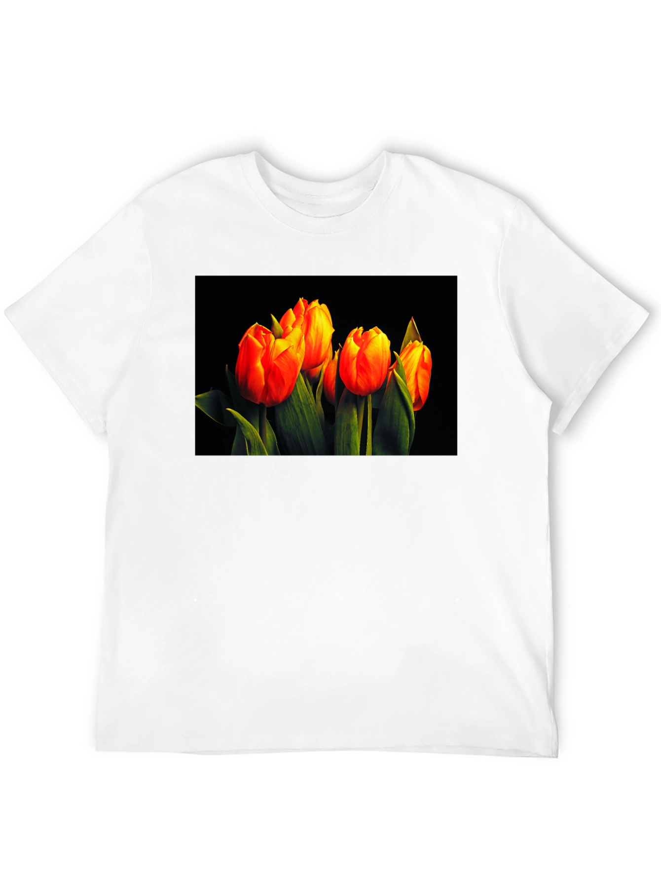 Tulip Print Black T-Shirt