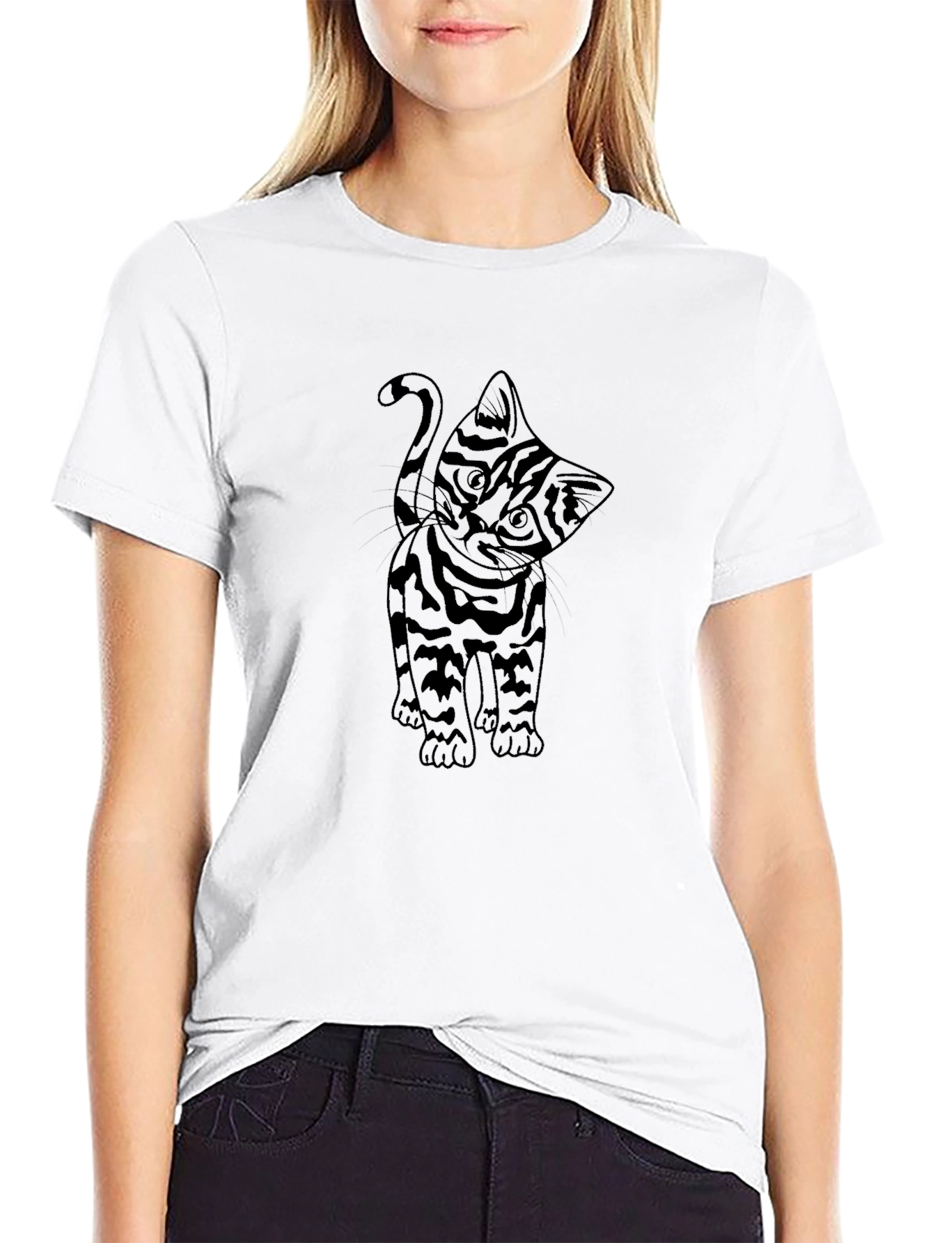 Cool Cat Tee - Black Cotton T-Shirt
