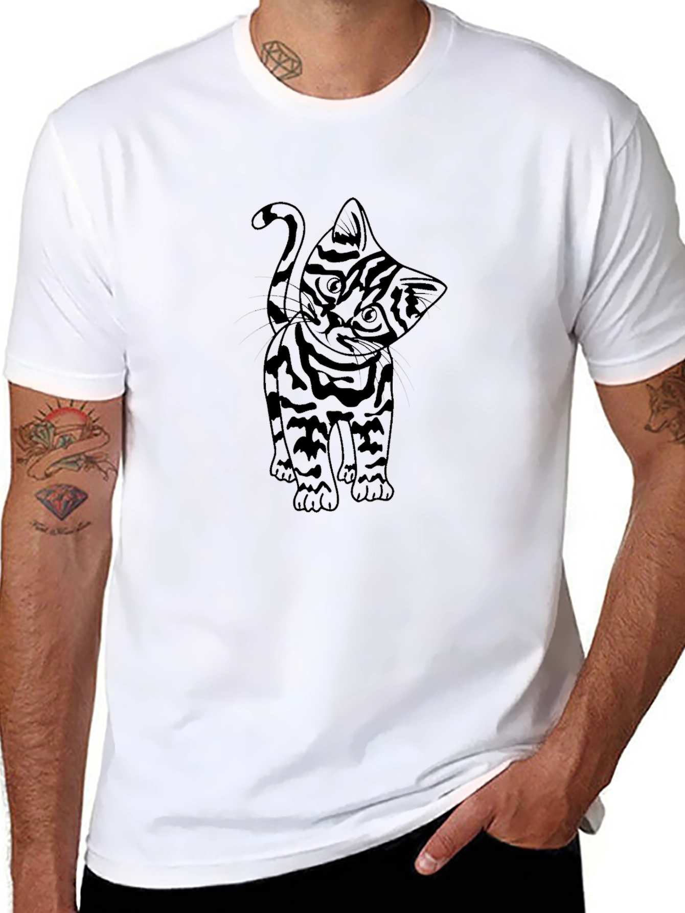 Cool Cat Tee - Black Cotton T-Shirt