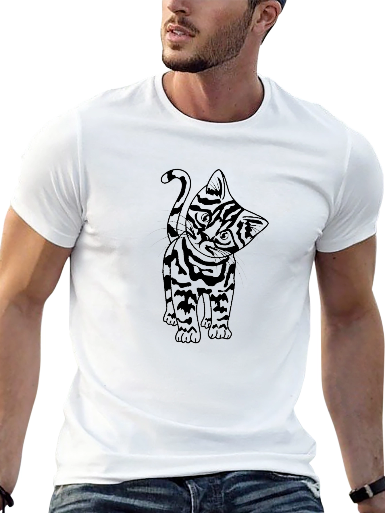 Cool Cat Tee - Black Cotton T-Shirt
