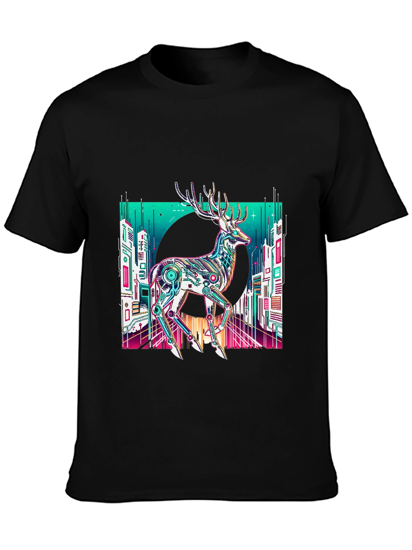 Cyberpunk Deer Graphic T-Shirt