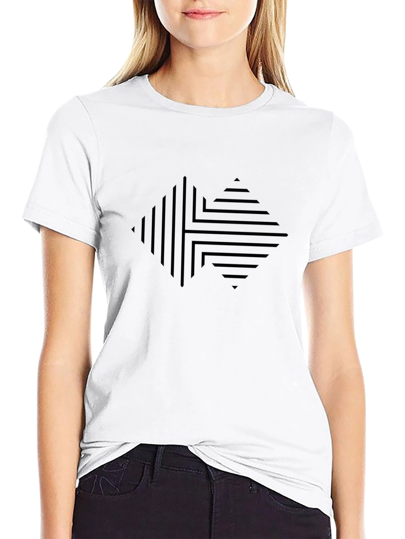 Modern Geometric Graphic Print Black T-Shirt