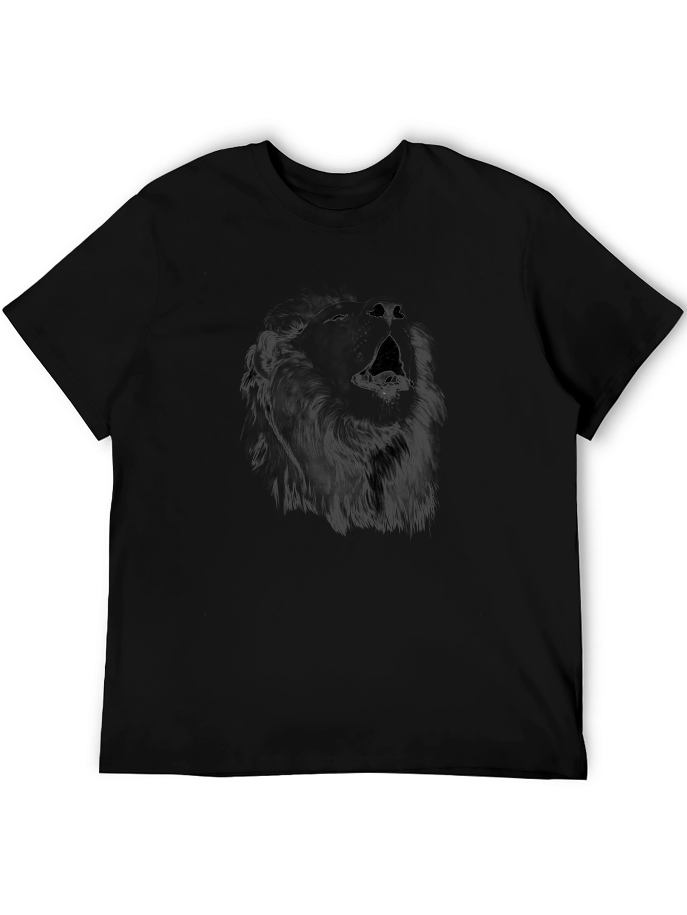 Black T-Shirt with Wolf Graphic