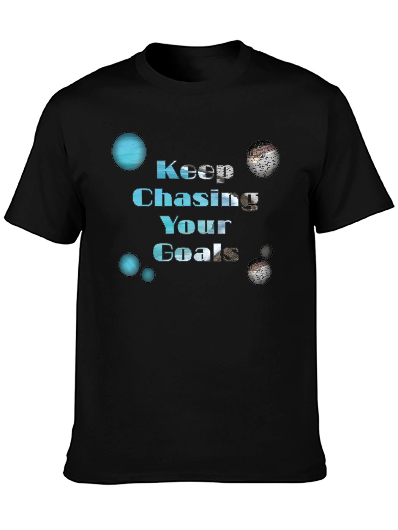 Keep Chasing Your Goals Black Graphic T-Shirt