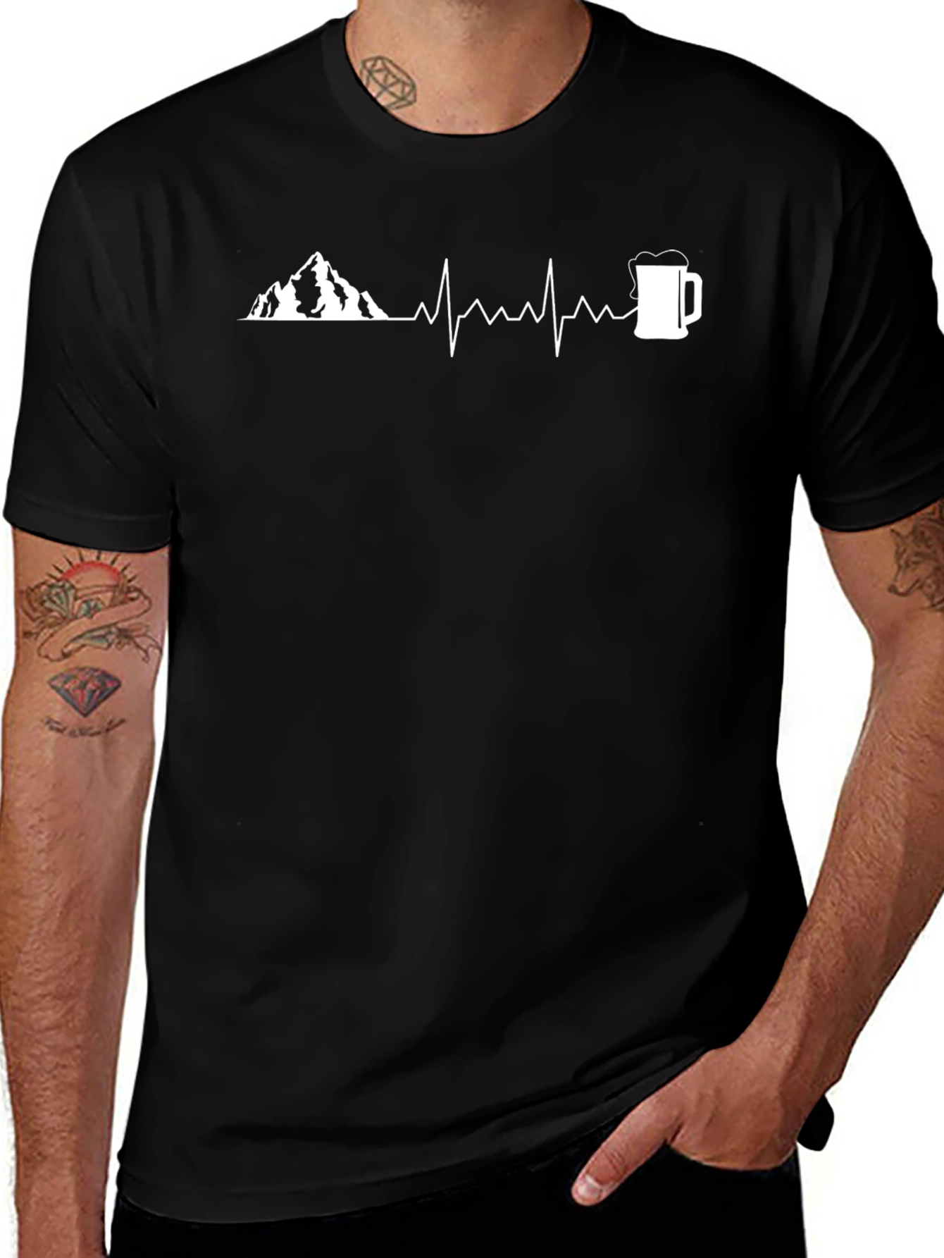 Mountain & Beer Heartbeat Graphic Tee