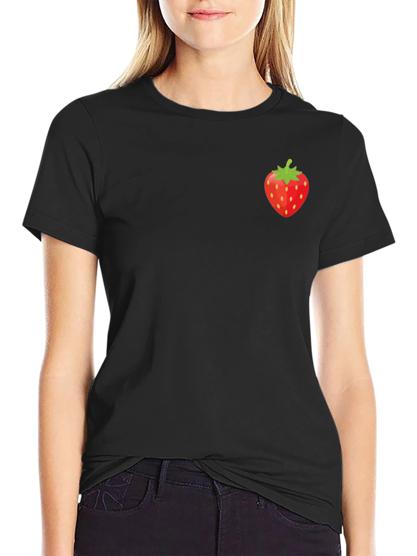 Strawberry Graphic Tee - Stylish Black T-Shirt