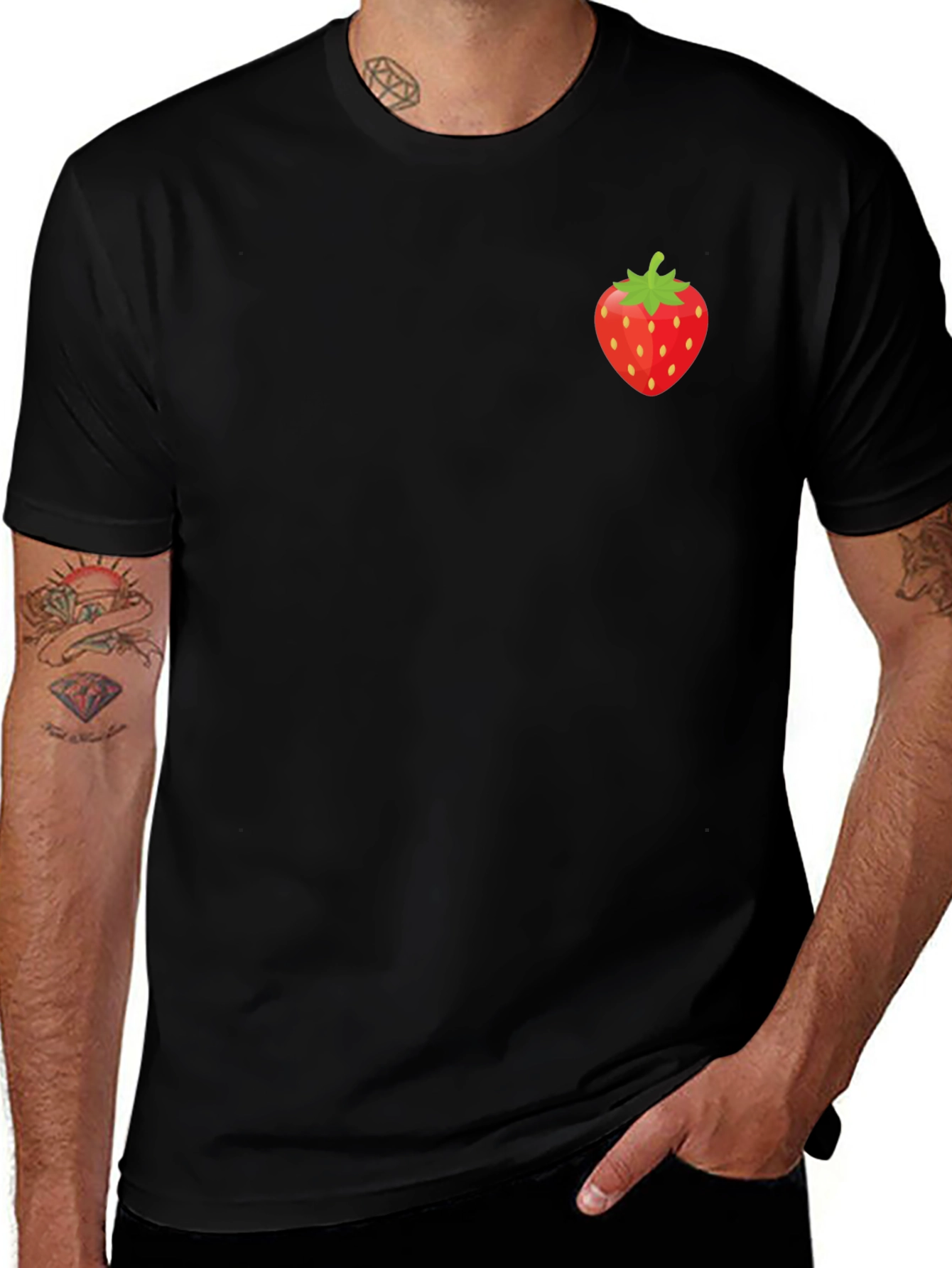 Strawberry Graphic Tee - Stylish Black T-Shirt