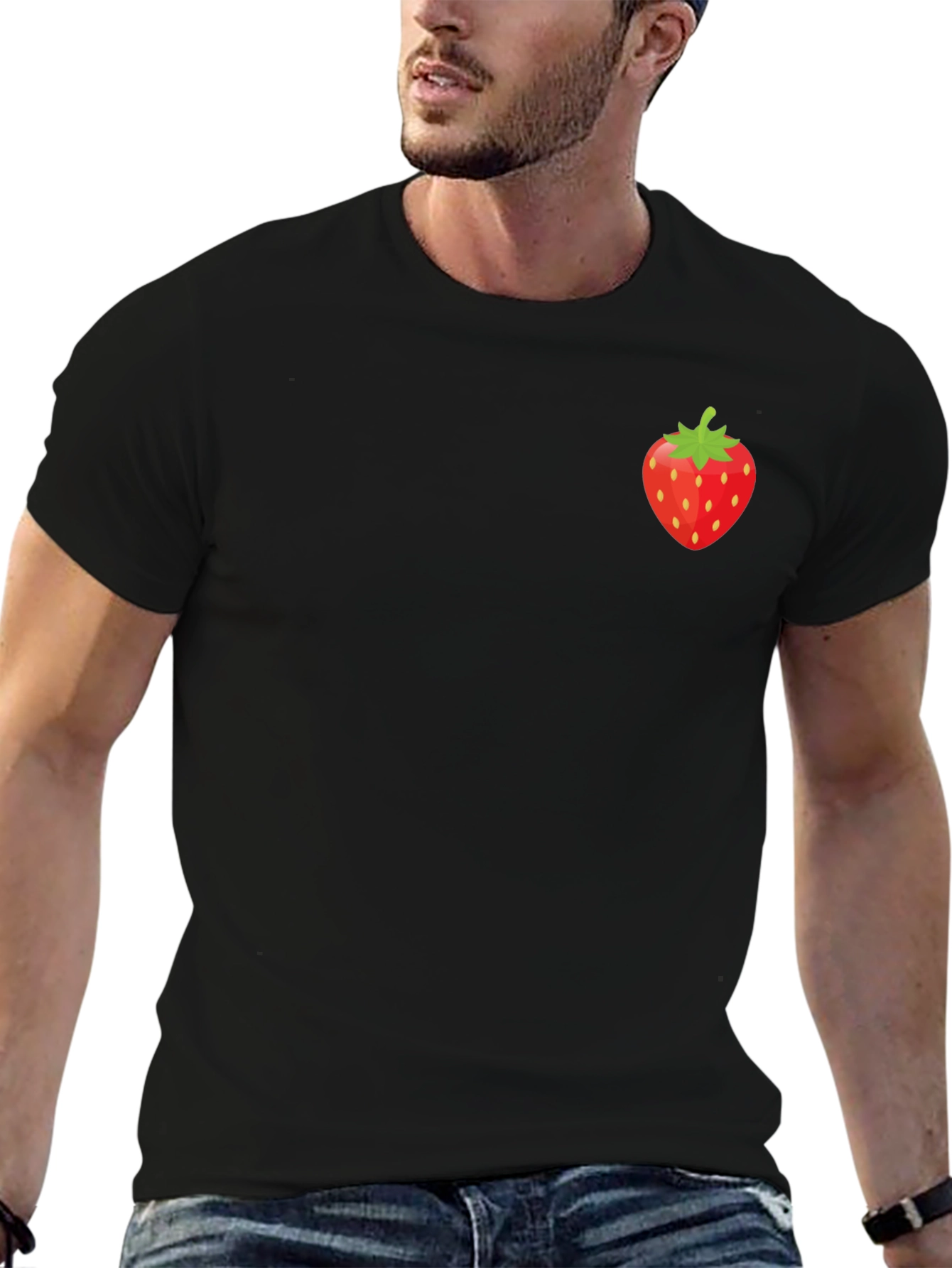 Strawberry Graphic Tee - Stylish Black T-Shirt