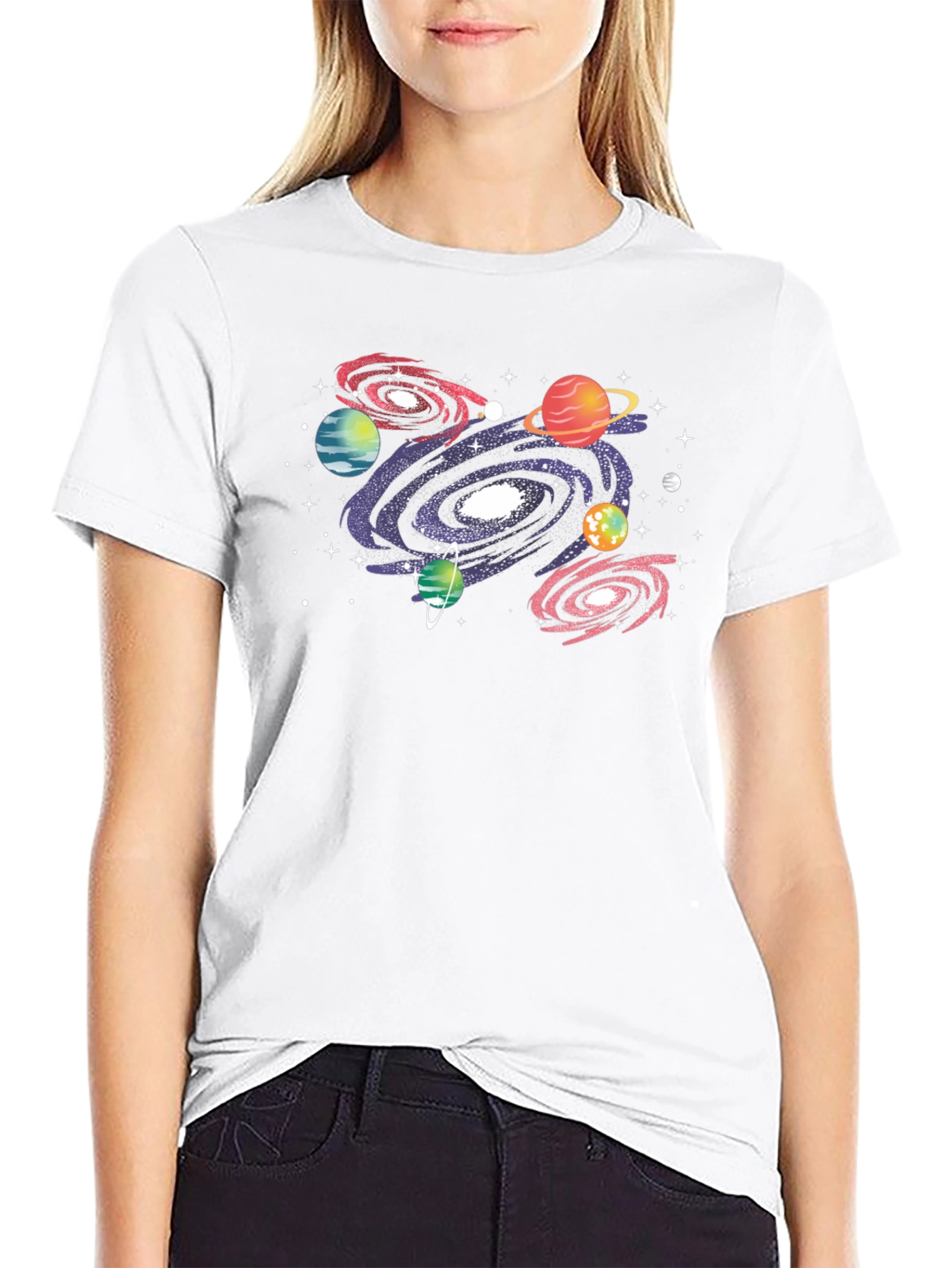 Galaxy Print Crew Neck T-Shirt