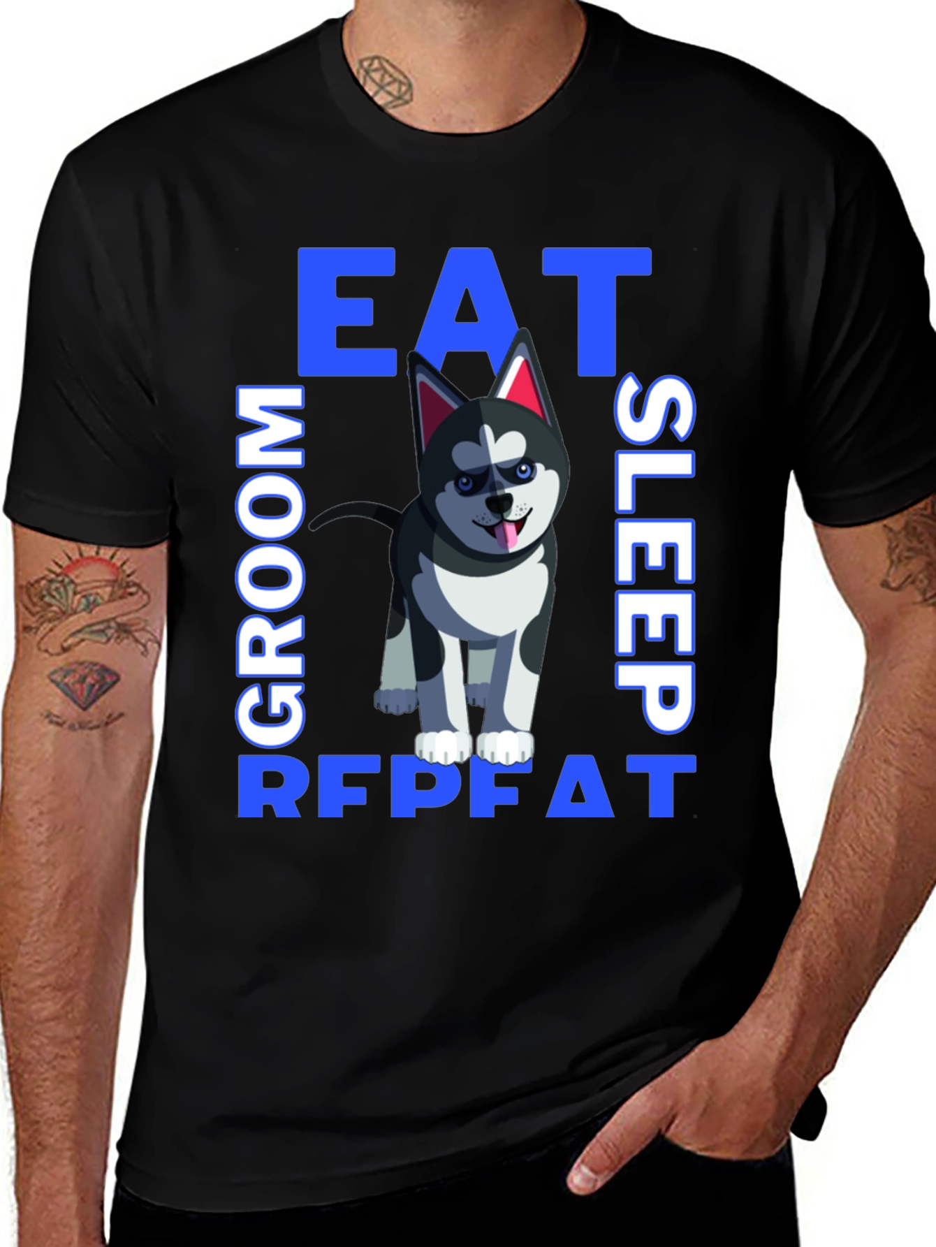 Eat Sleep Groom Repeat Dog T-Shirt
