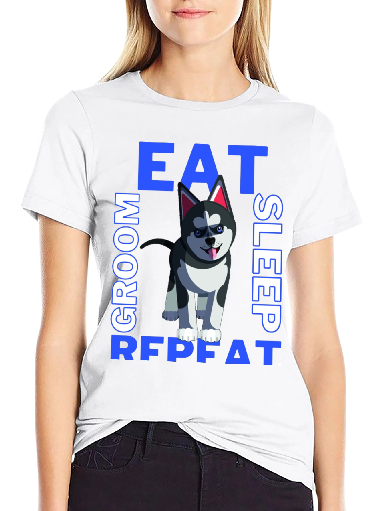 Eat Sleep Groom Repeat Dog T-Shirt