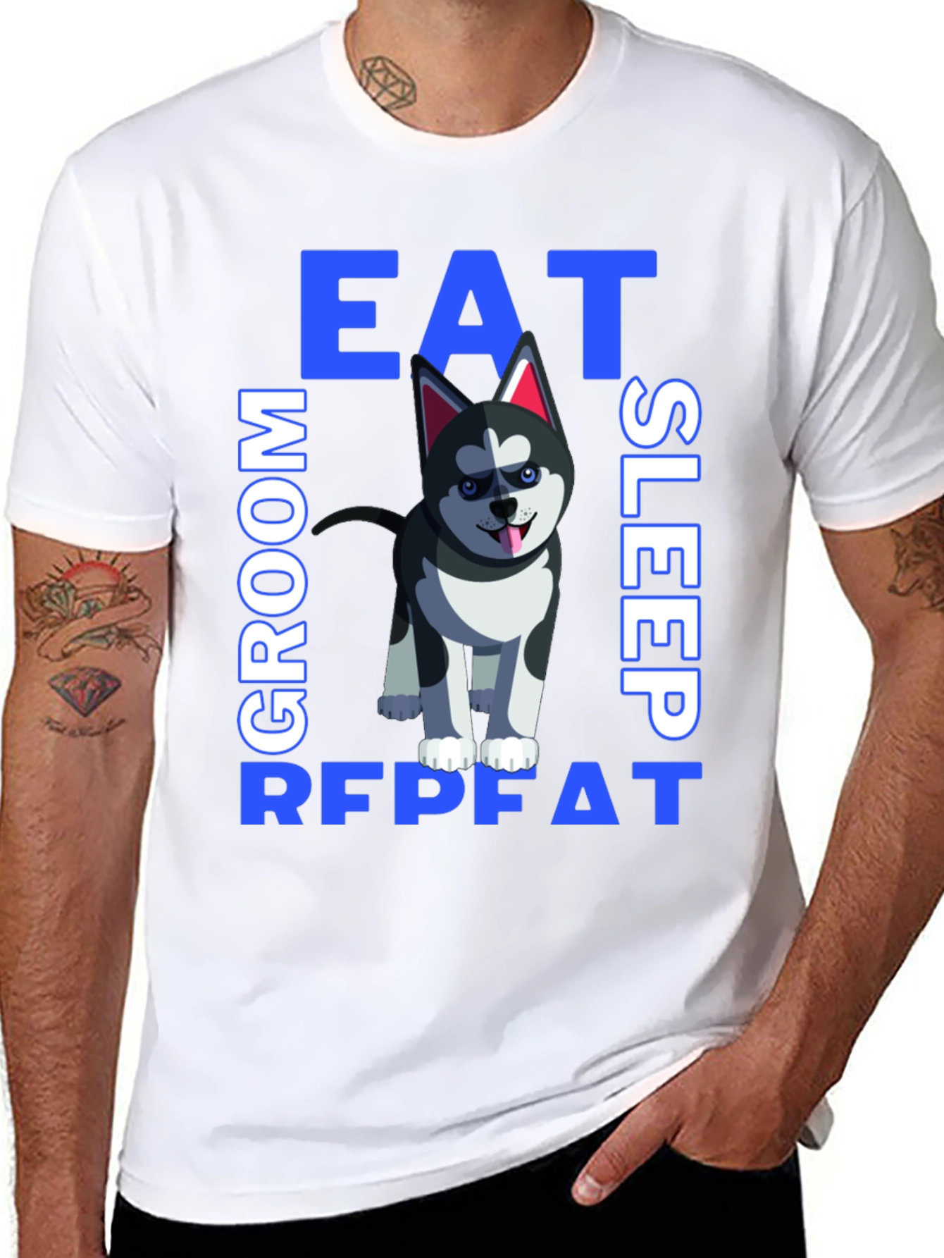 Eat Sleep Groom Repeat Dog T-Shirt