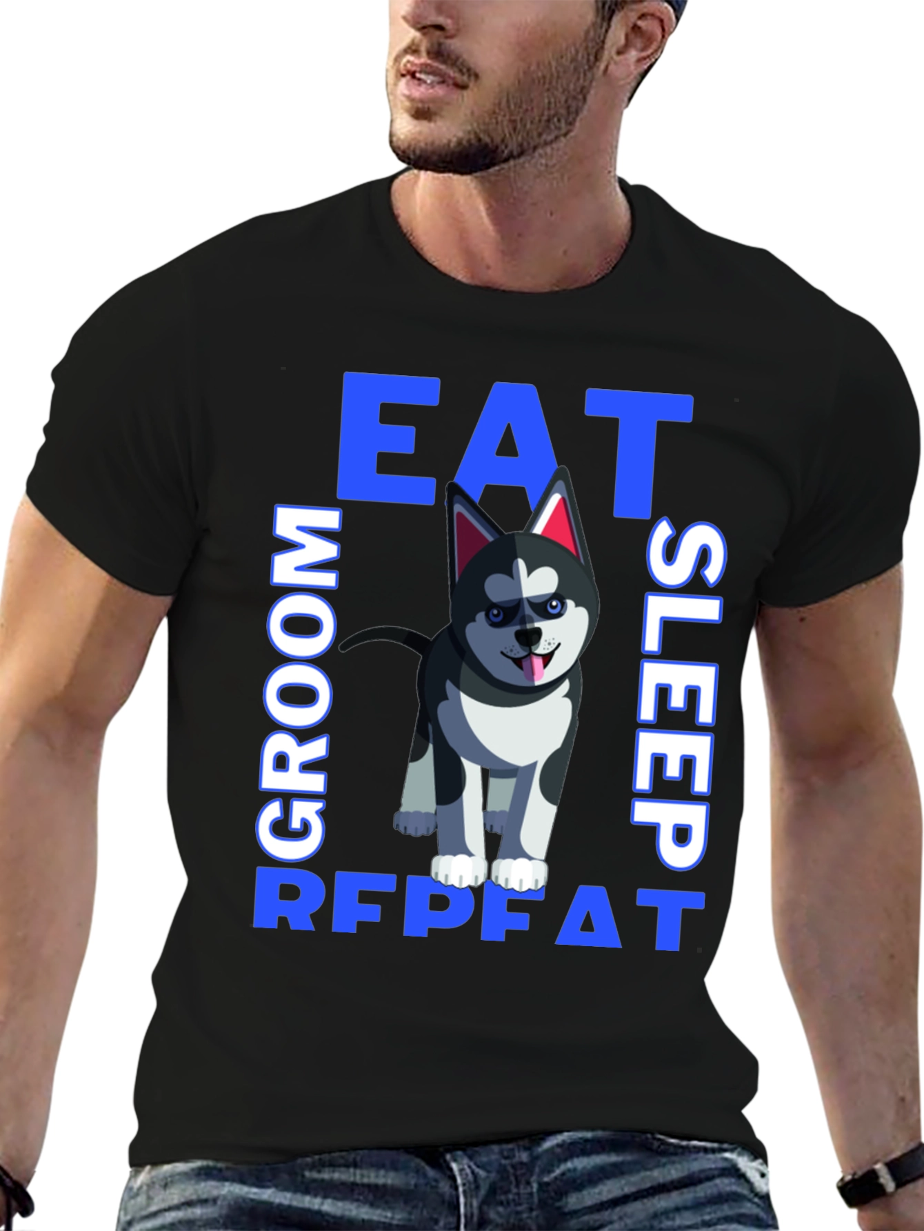 Eat Sleep Groom Repeat Dog T-Shirt