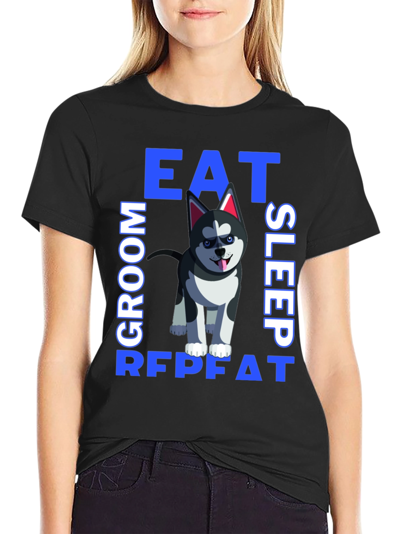 Eat Sleep Groom Repeat Dog T-Shirt