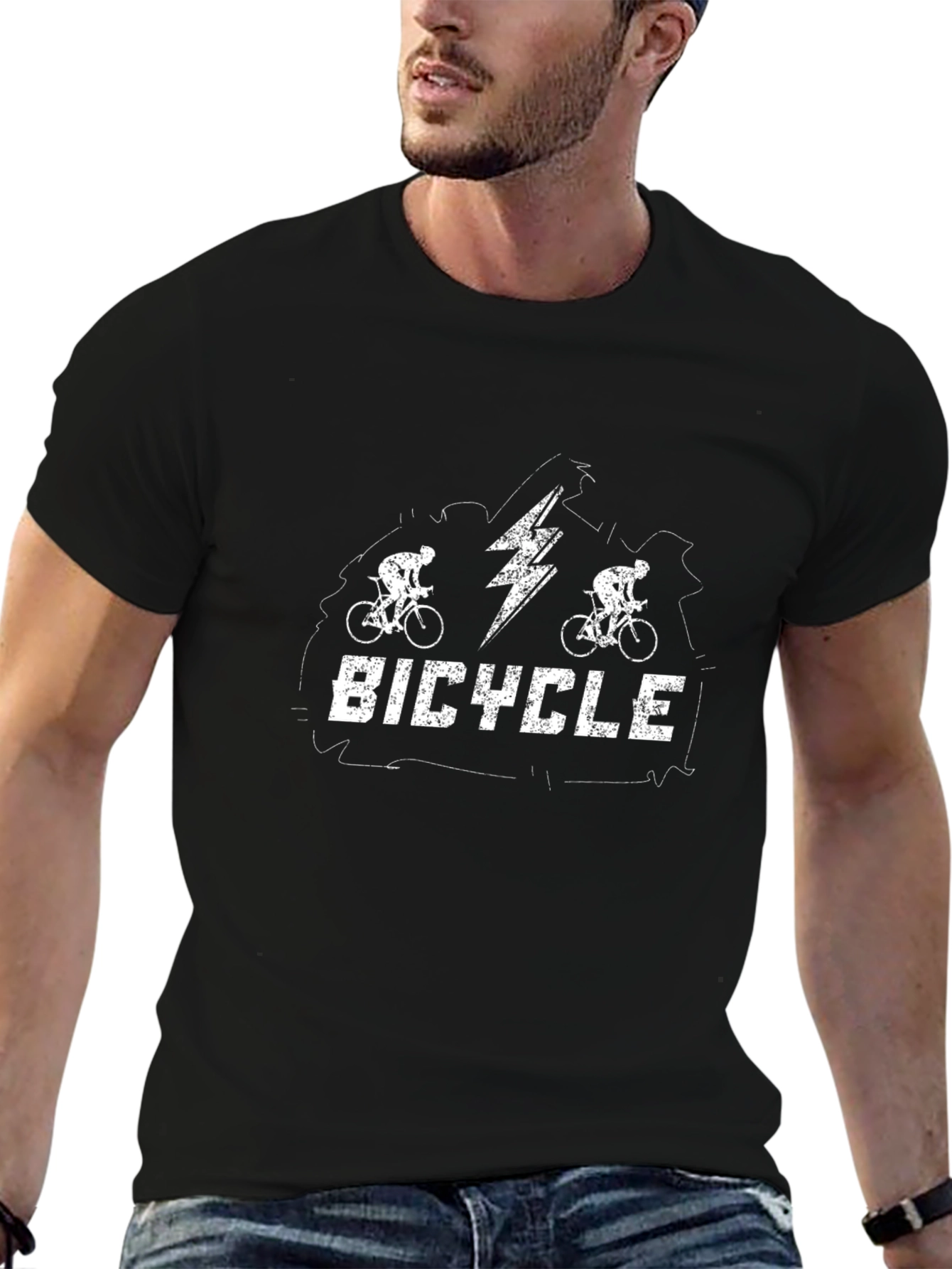Bicycle Graphic Tee - Mens Black Cotton T-Shirt
