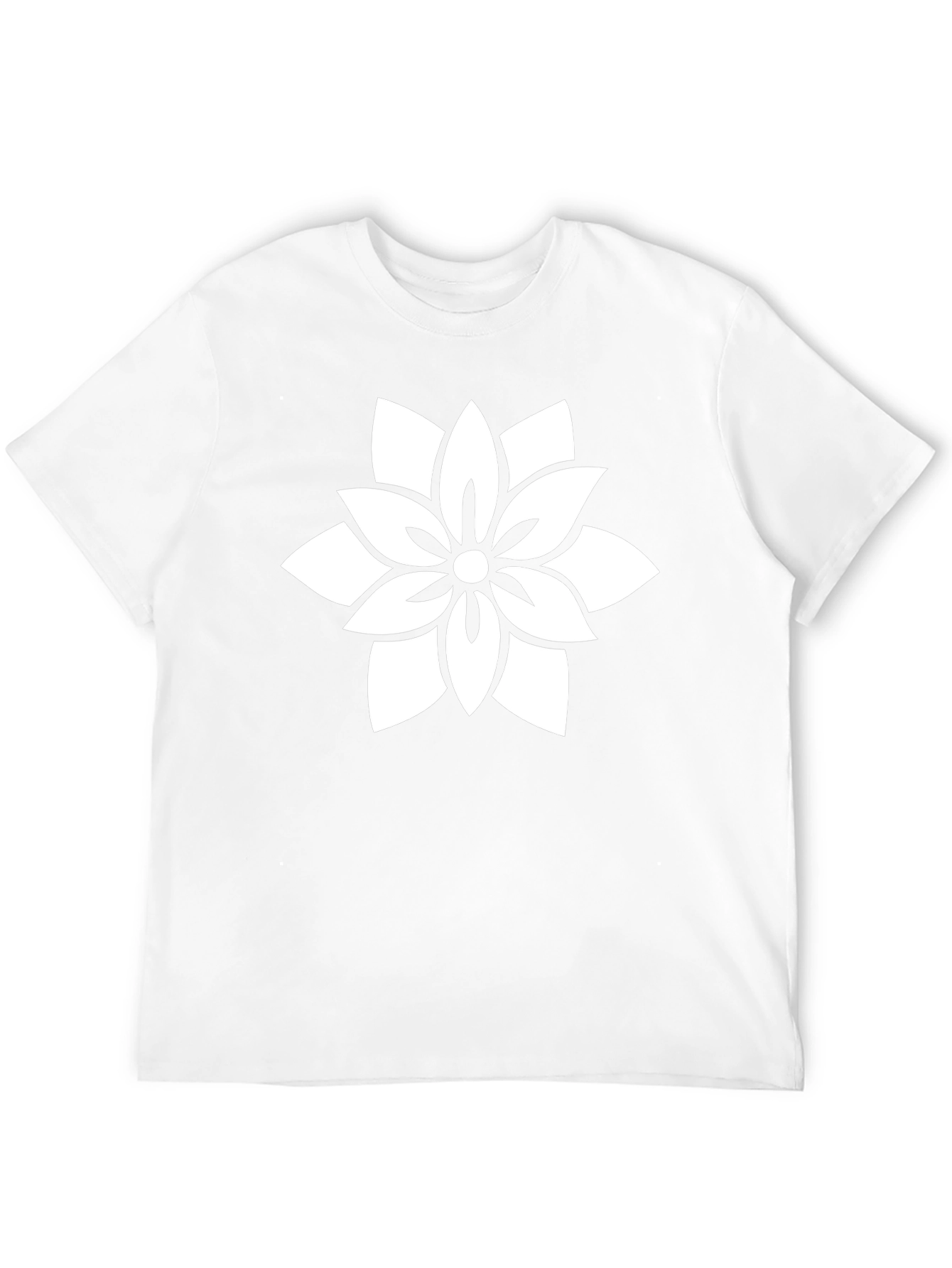 Black T-Shirt with White Floral Design