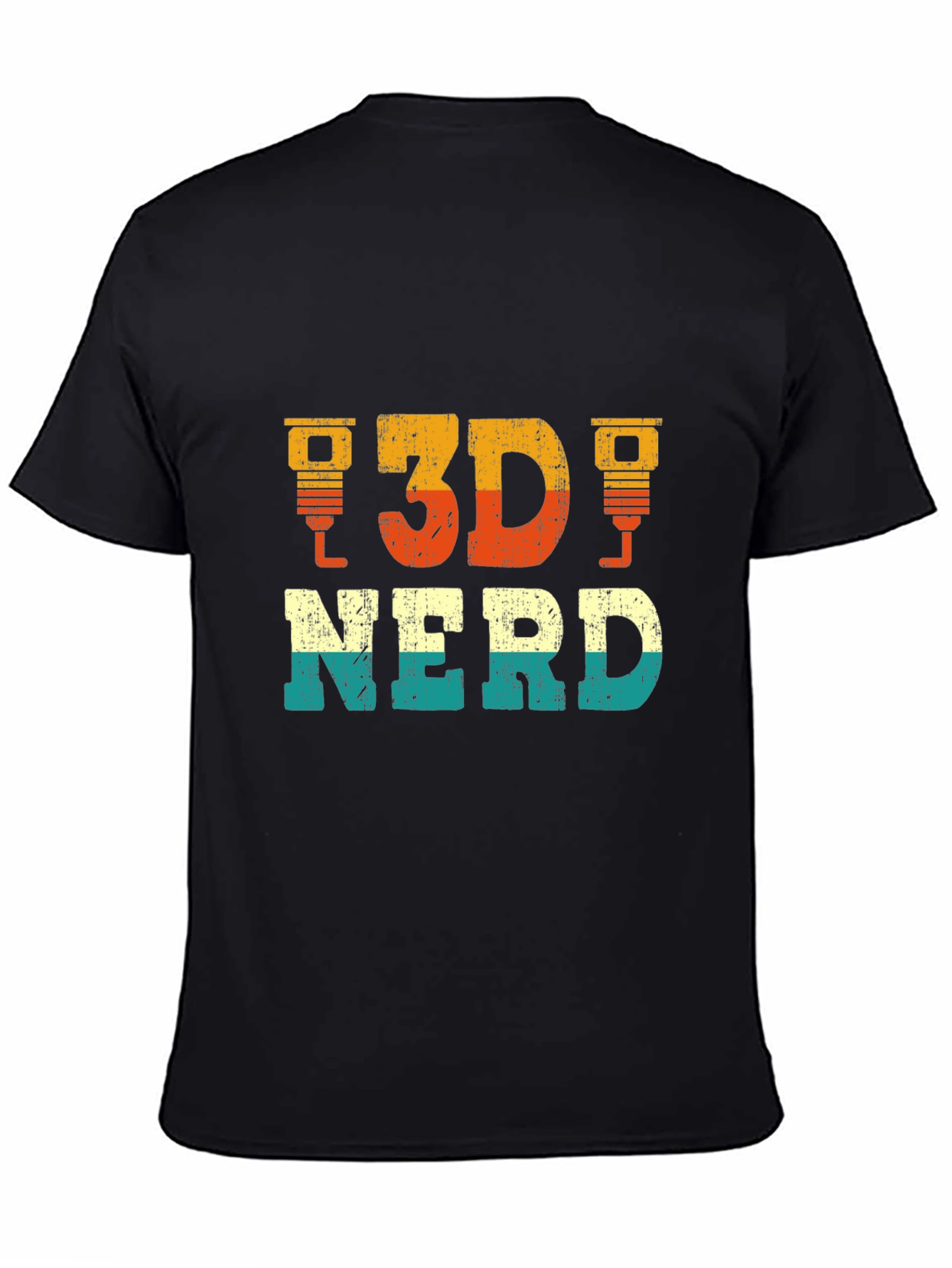 3D Nerd Graphic Tee - Black Casual T-Shirt