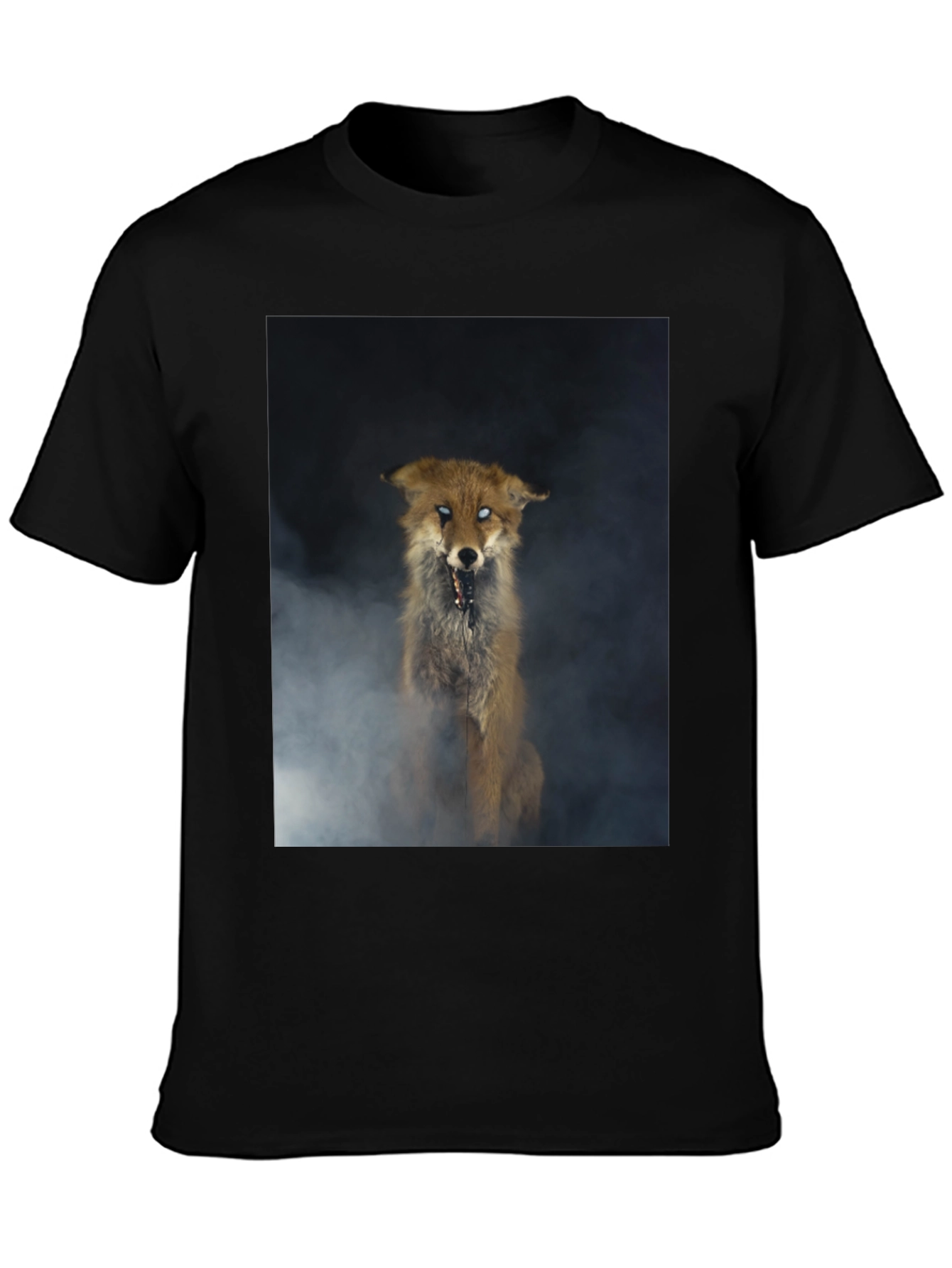 Creepy Fox Graphic Tee - Mens Black T-Shirt