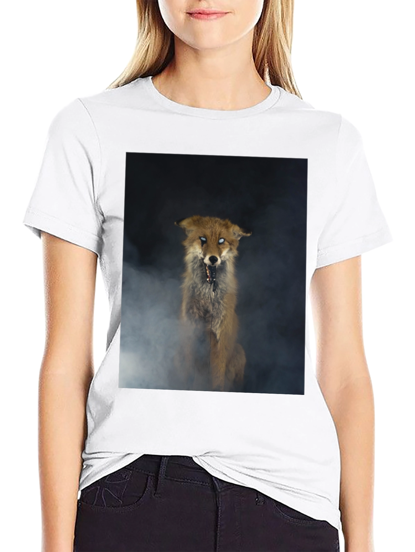 Creepy Fox Graphic Tee - Mens Black T-Shirt