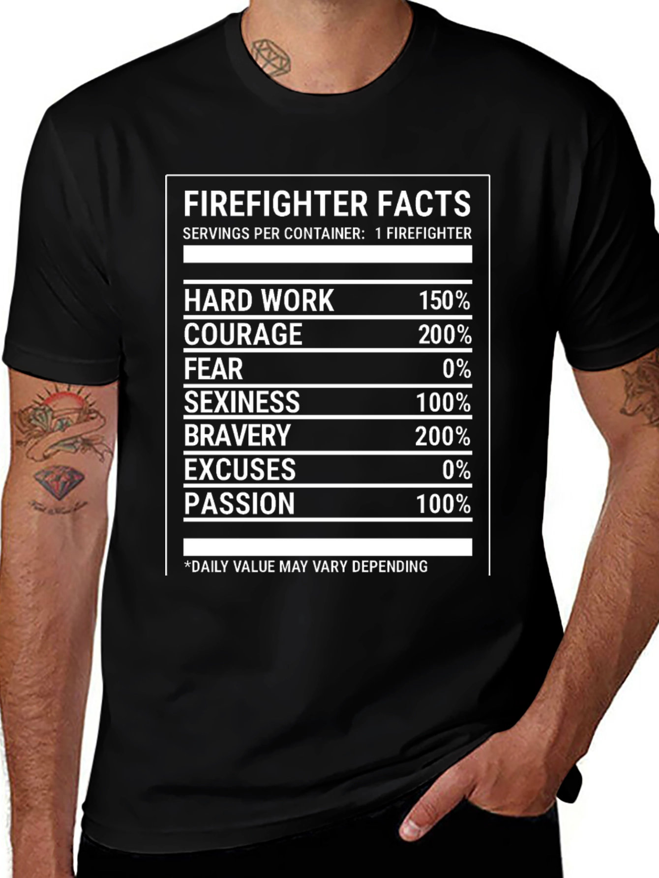 Firefighter Facts T-Shirt - Black