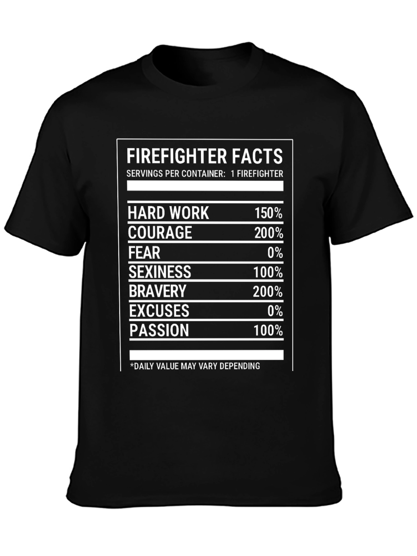 Firefighter Facts T-Shirt - Black