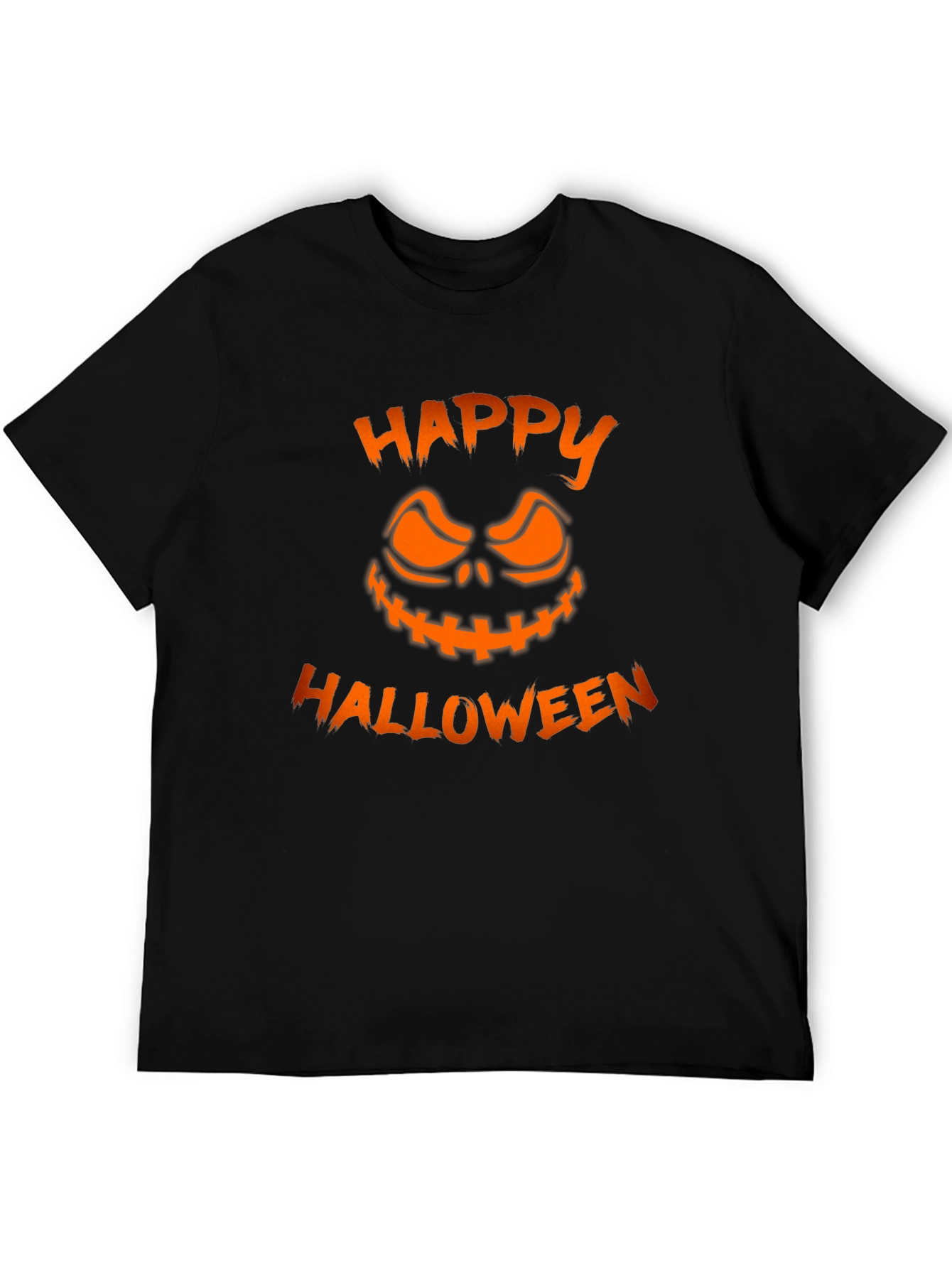 Happy Halloween Pumpkin Face Graphic Tee - Black