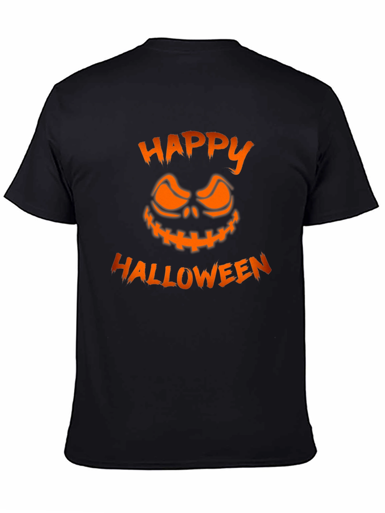 Happy Halloween Pumpkin Face Graphic Tee - Black