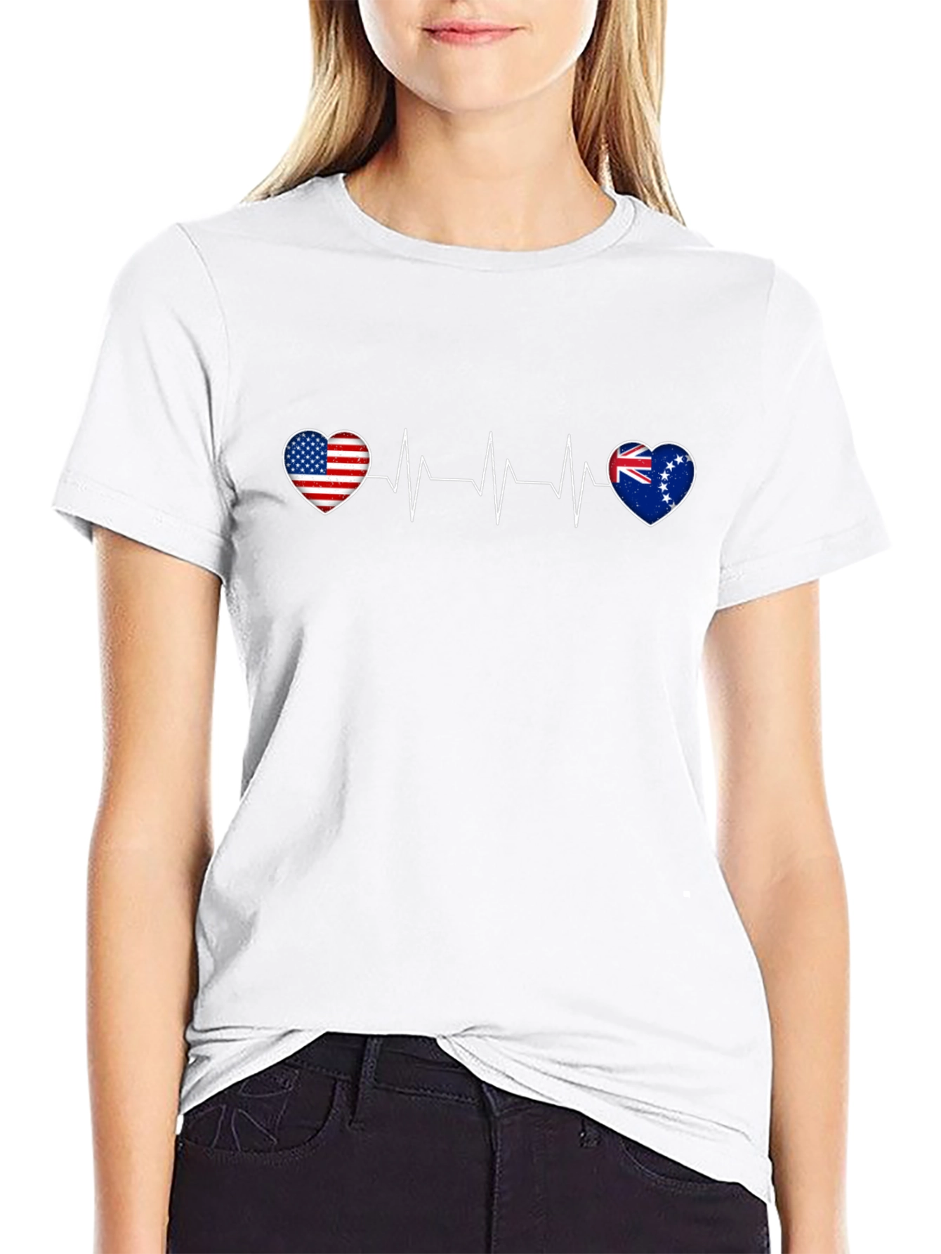 USA Cook Islands Heartbeat T-Shirt